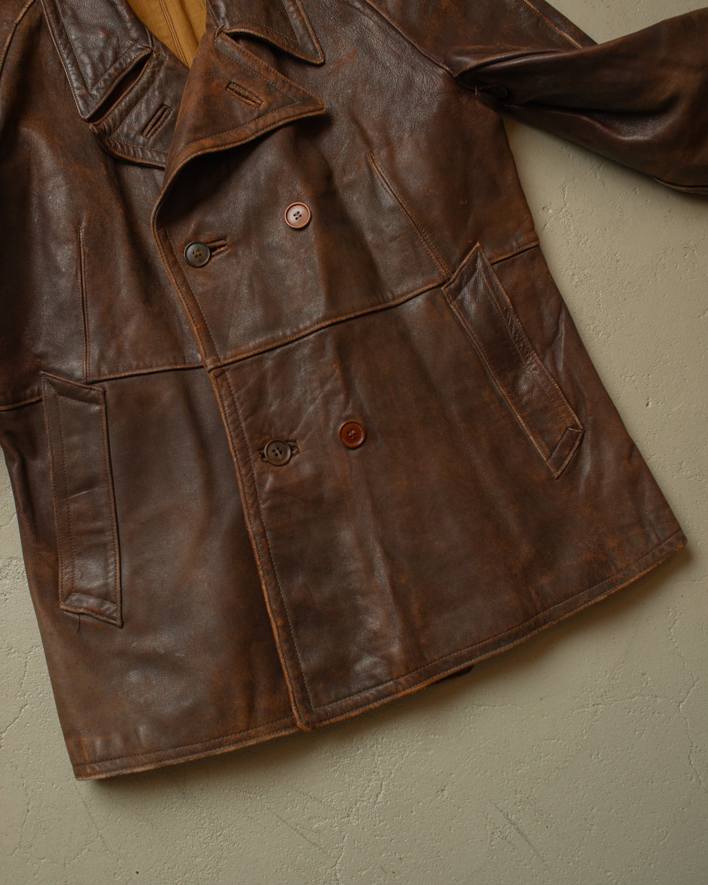 1930s German Leather Short Coat brown - M/L