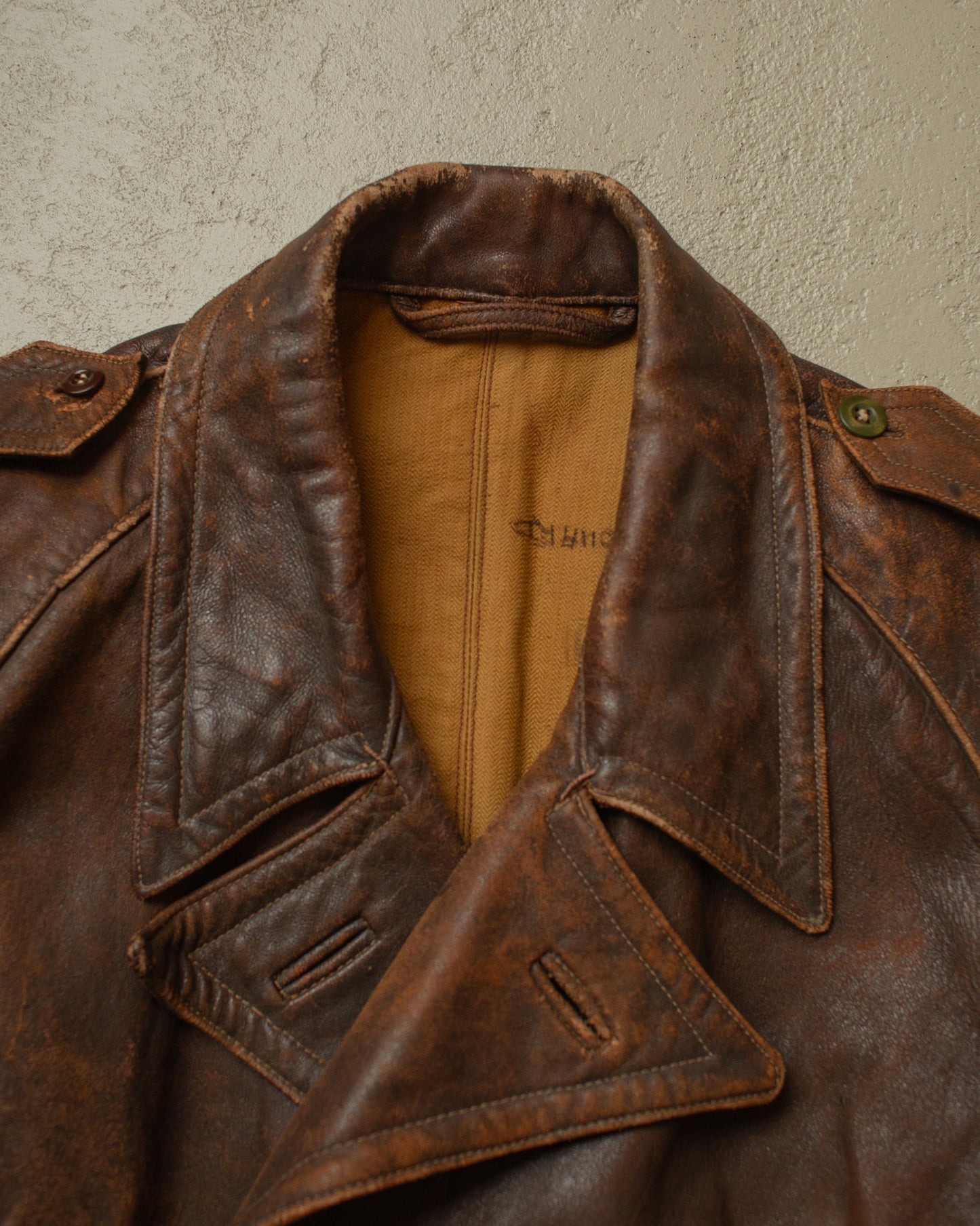 1930s German Leather Short Coat brown - M/L