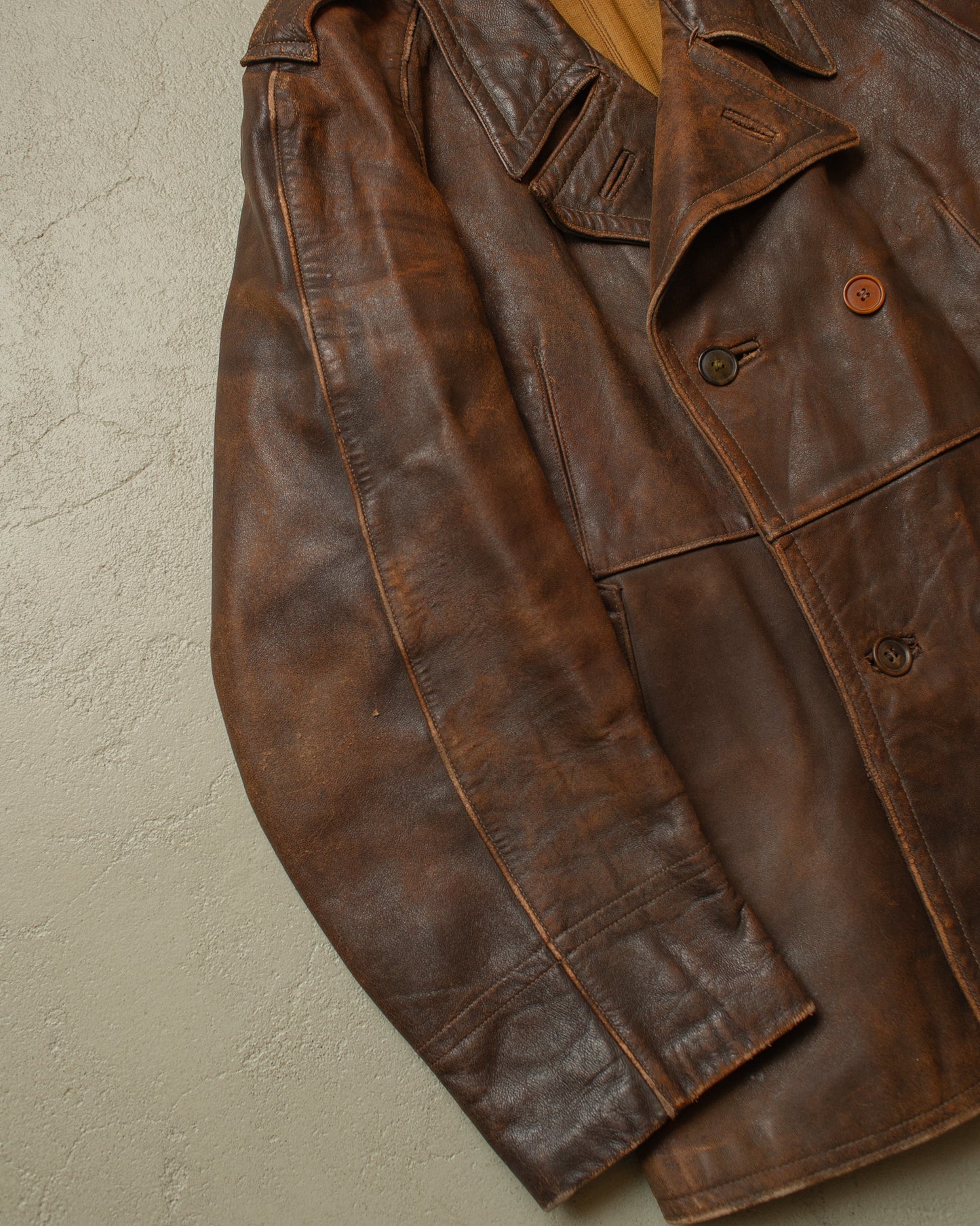 1930s German Leather Short Coat brown - M/L