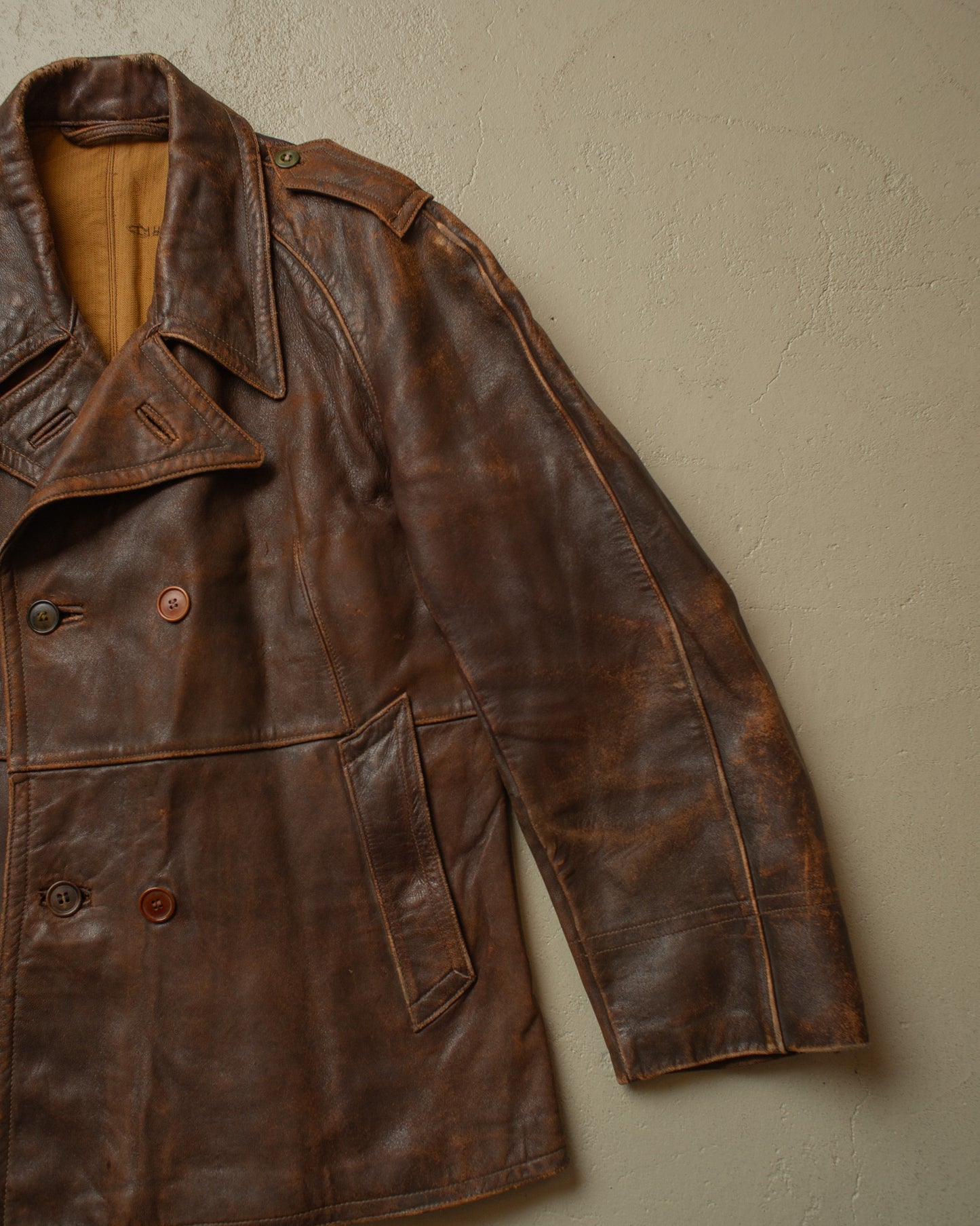1930s German Leather Short Coat brown - M/L