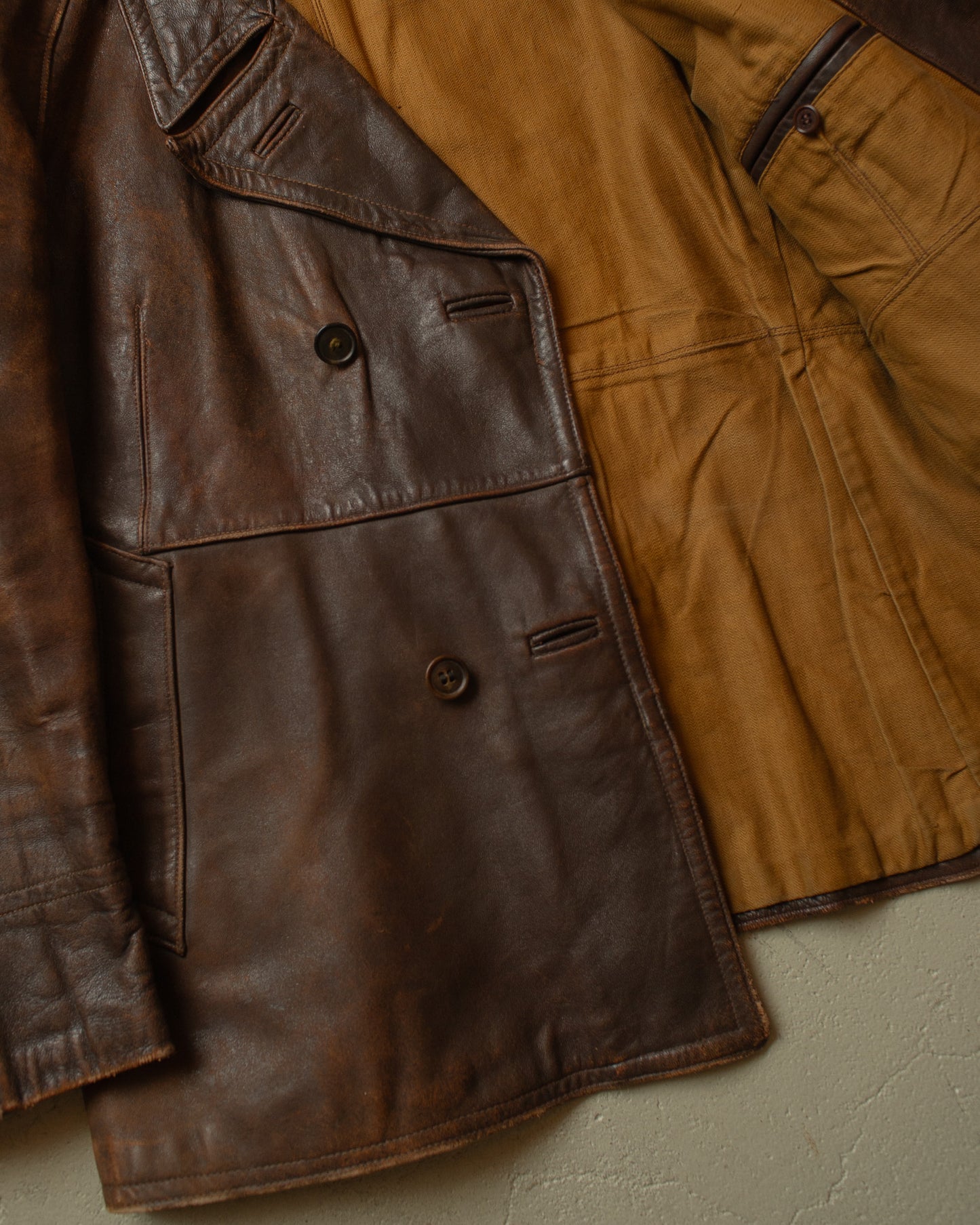 1930s German Leather Short Coat brown - M/L
