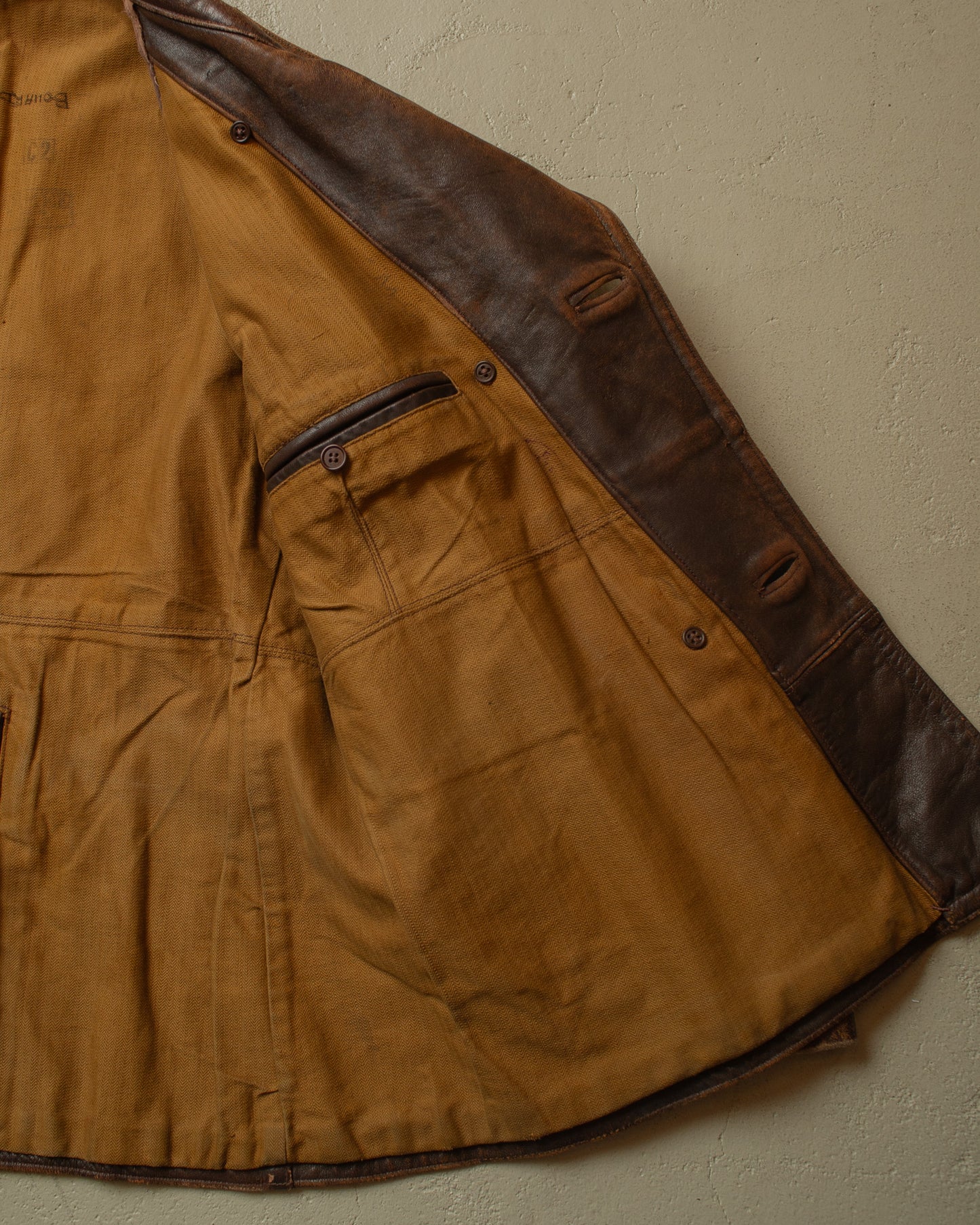 1930s German Leather Short Coat brown - M/L