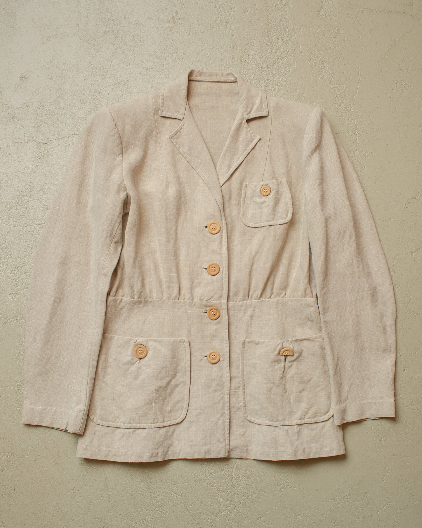 1920s Womens German Linen Sports Jacket creme - S/M