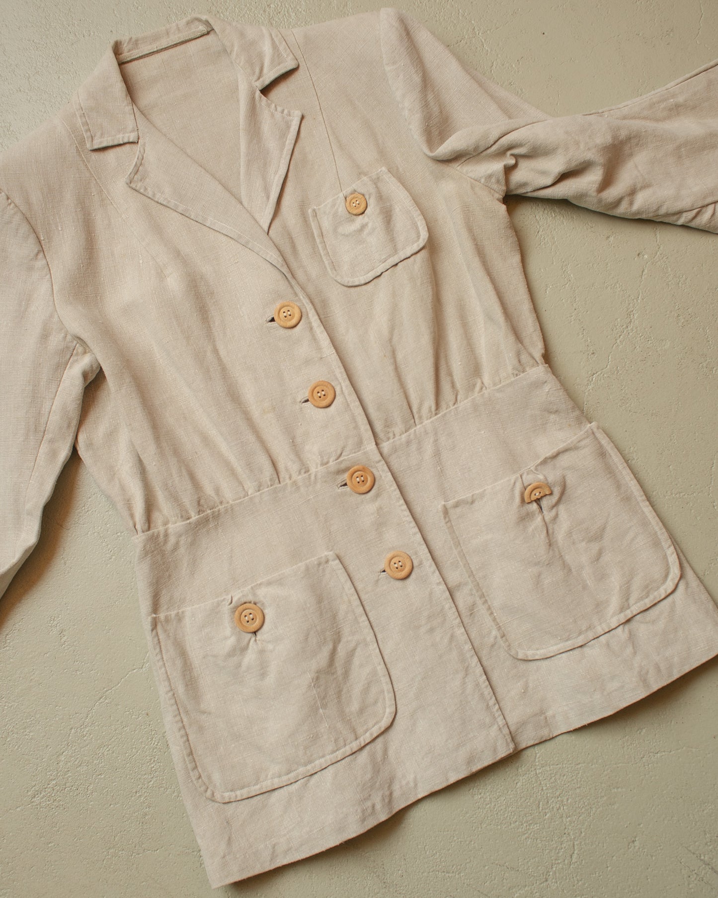 1920s Womens German Linen Sports Jacket creme - S/M