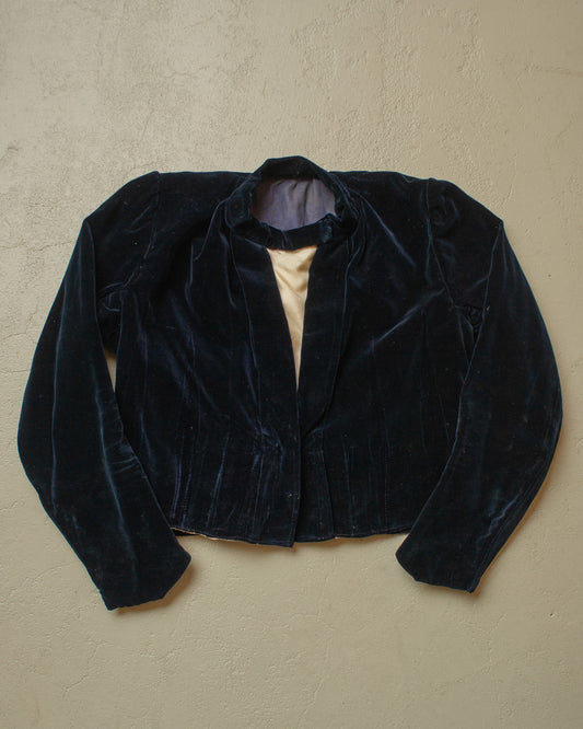 ca. 1890s-1910s Womens Velvet Jacket navyblue - S