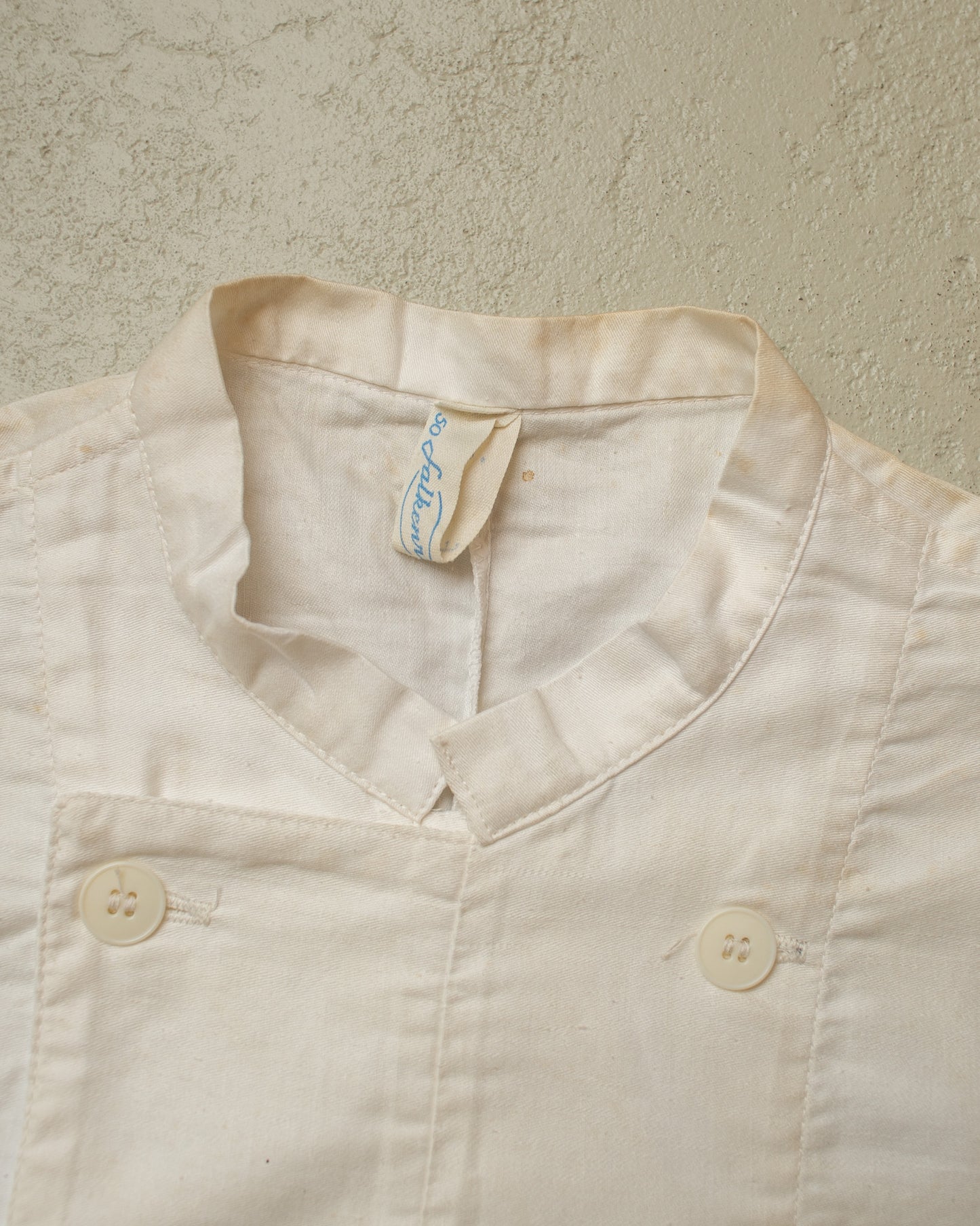 1950s/60s German Cook double breasted light Work Jacket white - L