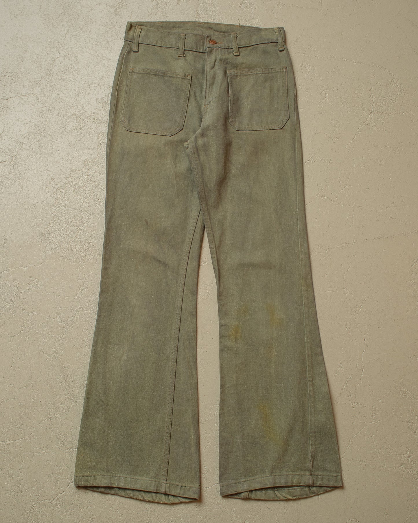 1960s/70s Levi´s Big E Flared Jeans washed green - W28/29 L31