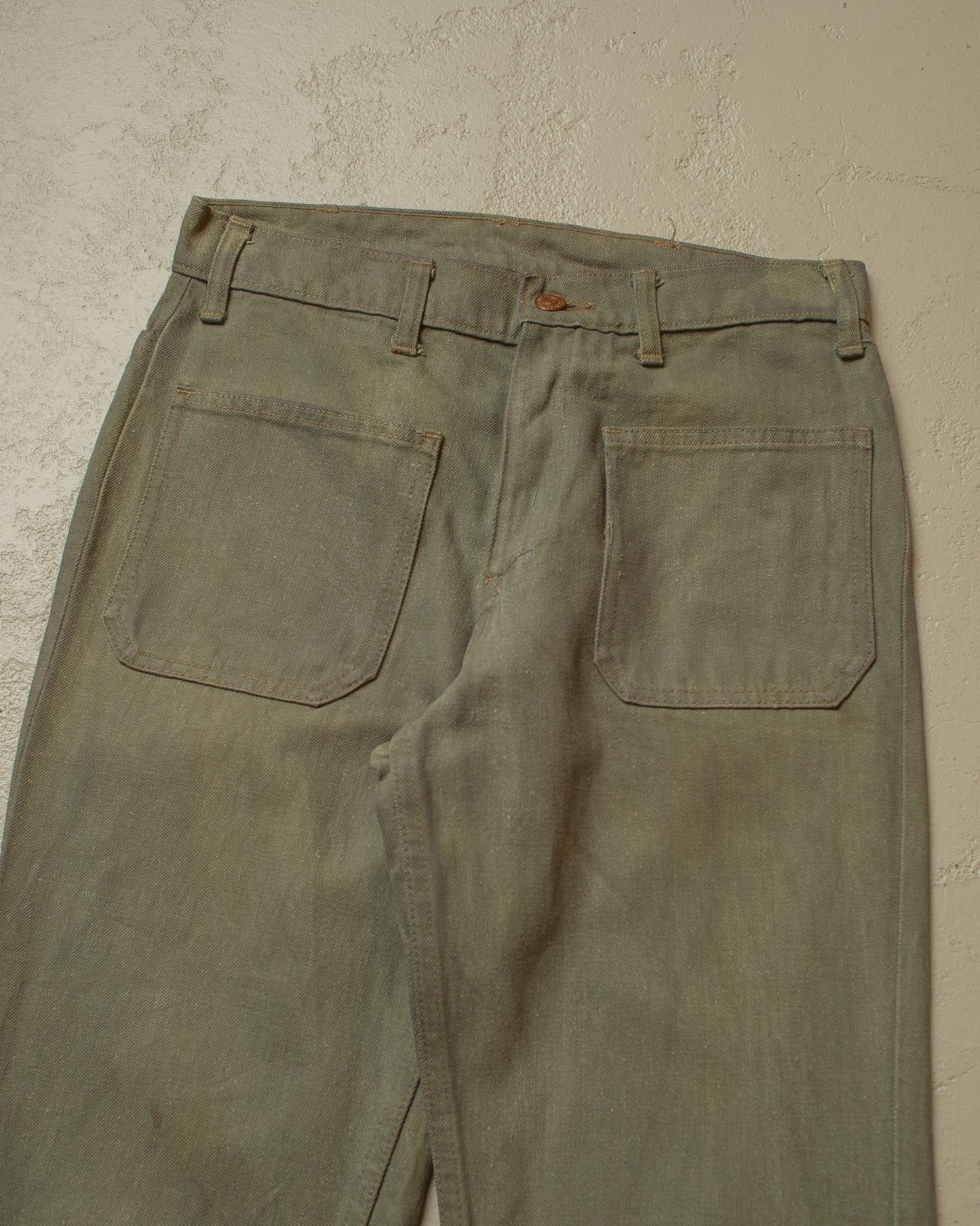 1960s/70s Levi´s Big E Flared Jeans washed green - W28/29 L31