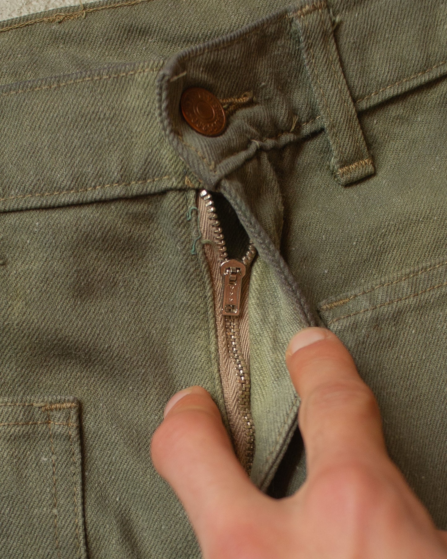 1960s/70s Levi´s Big E Flared Jeans washed green - W28/29 L31