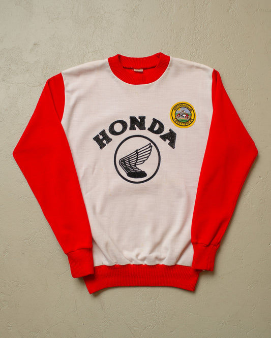 1970s Honda Two Tone Jersey Sweater red - M/L