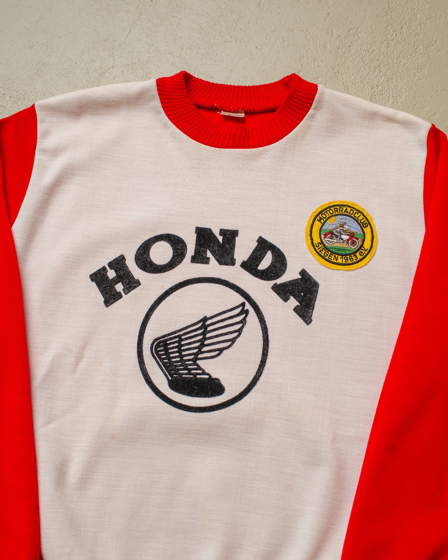 1970s Honda Two Tone Jersey Sweater red - M/L