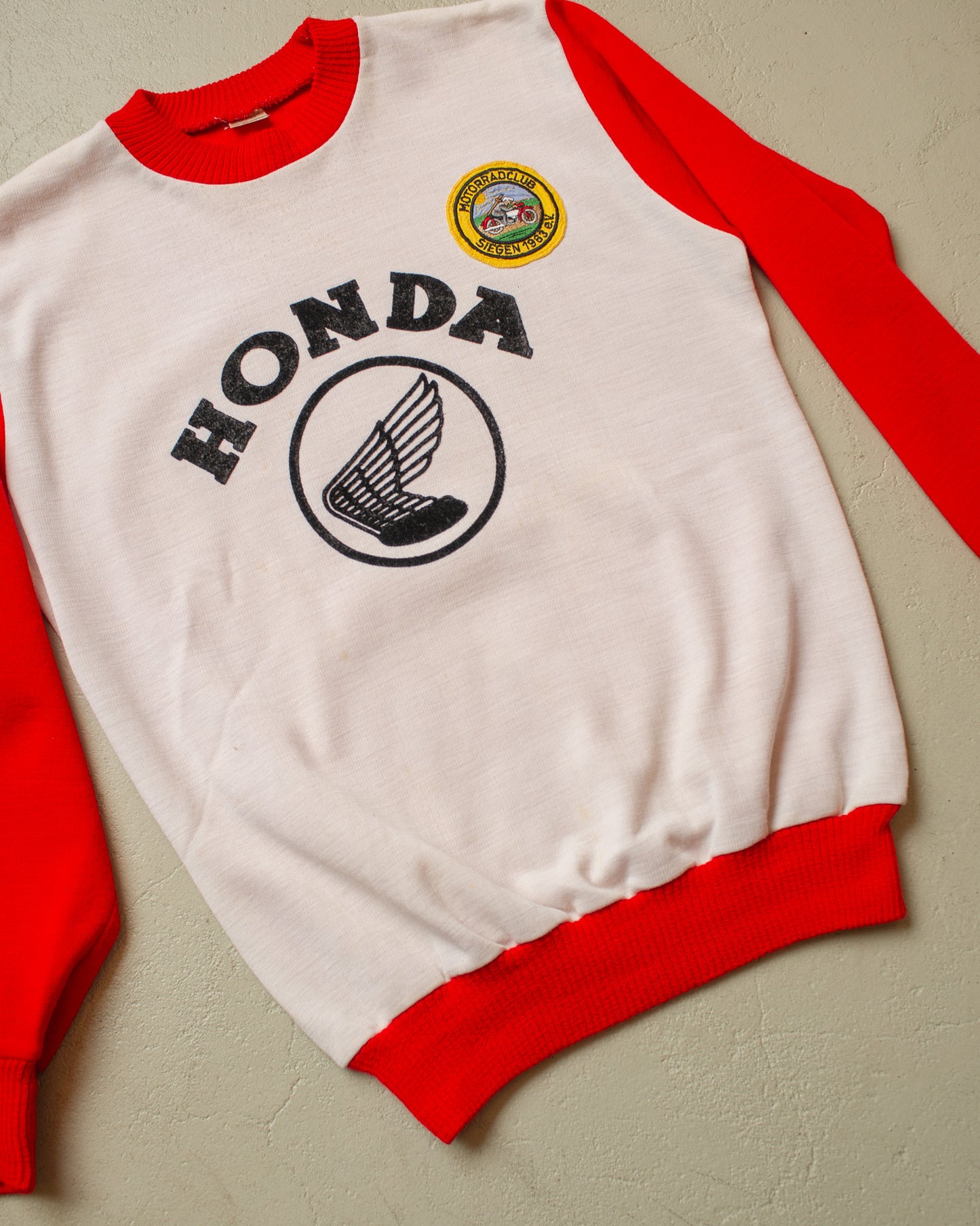 1970s Honda Two Tone Jersey Sweater red - M/L