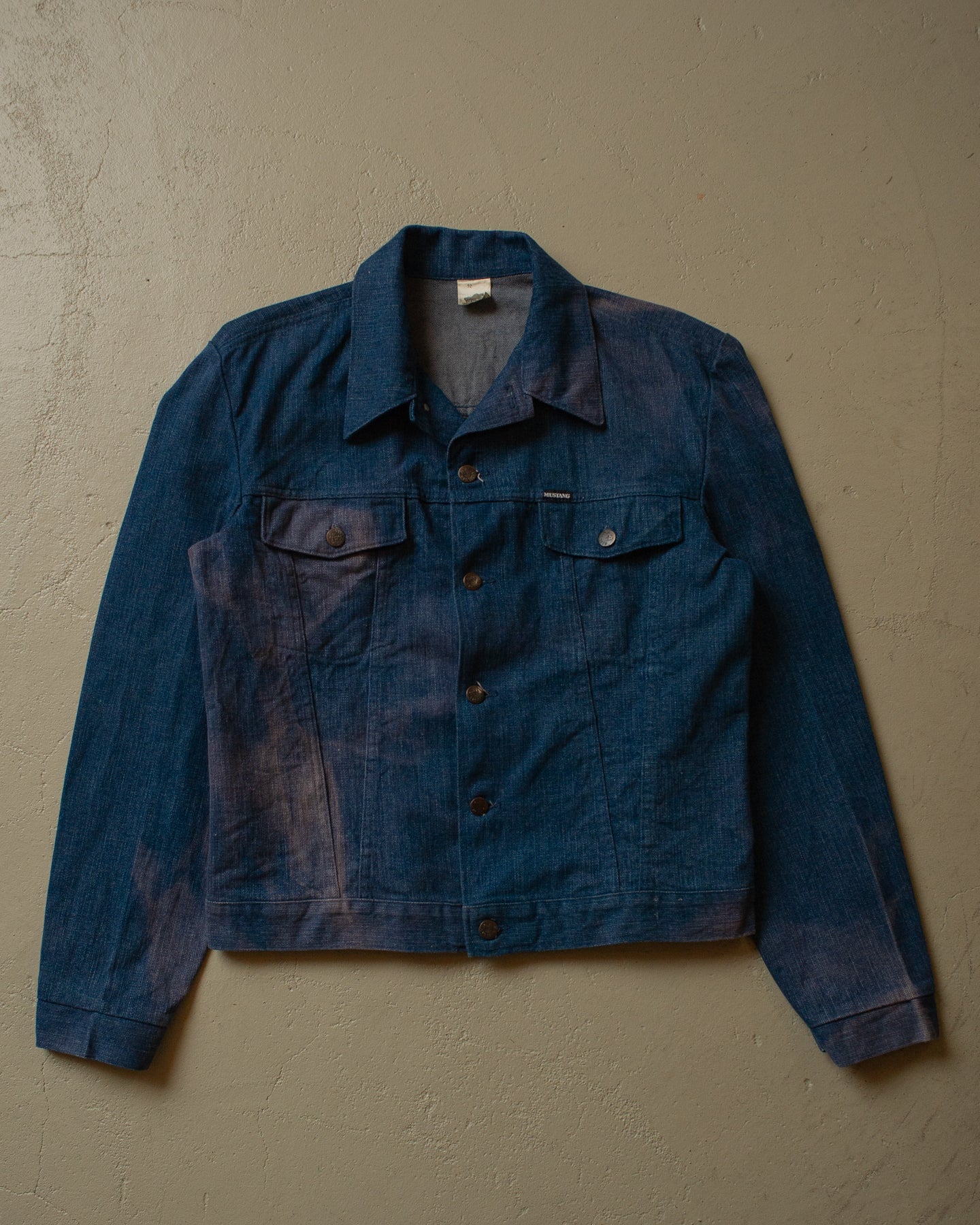 1970s/80s Mustang Sunfaded Denim Jacket navyblue - M/L