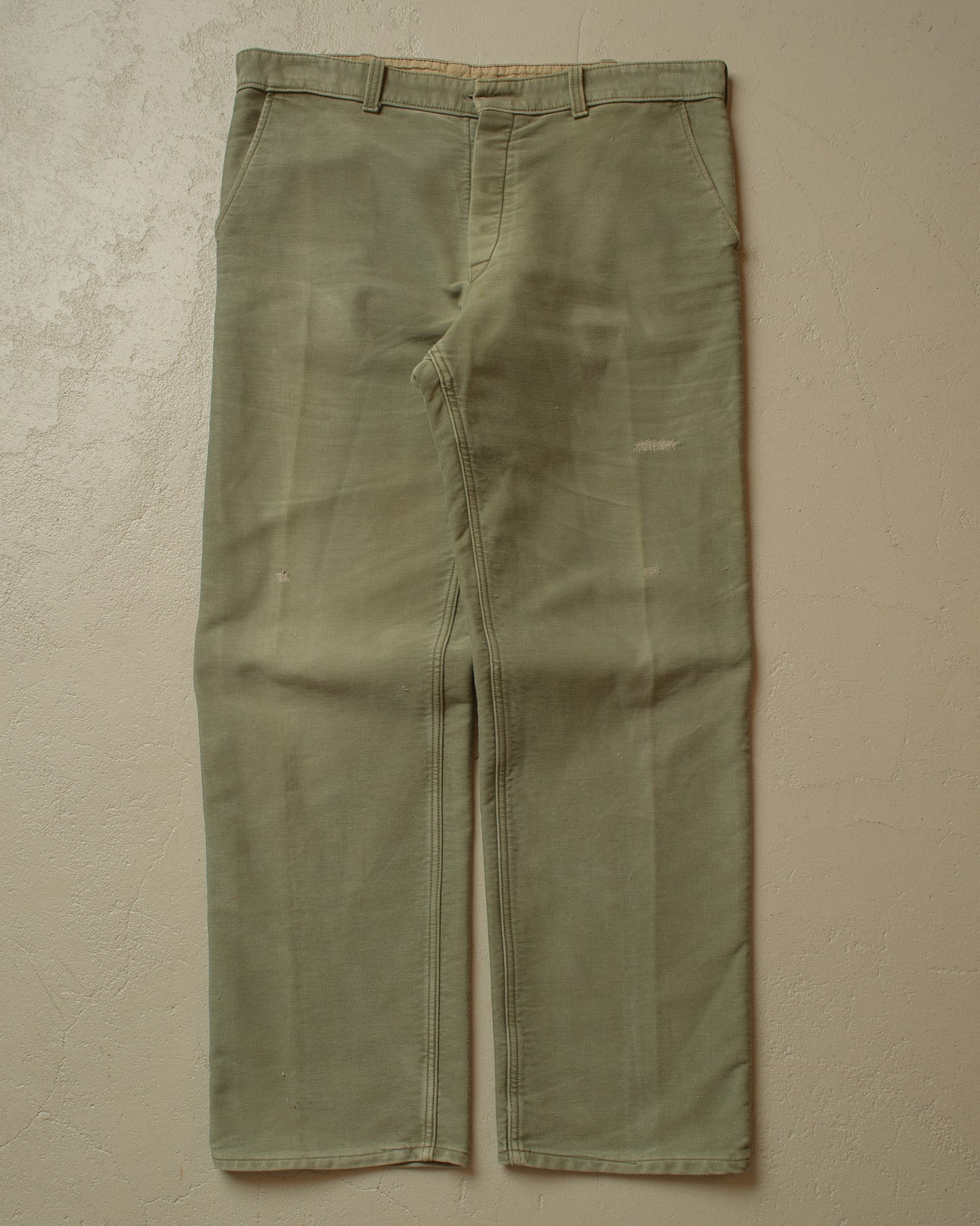 1960s/70s Faded Moleskin Workwear Pants khaki - W38/39 L34