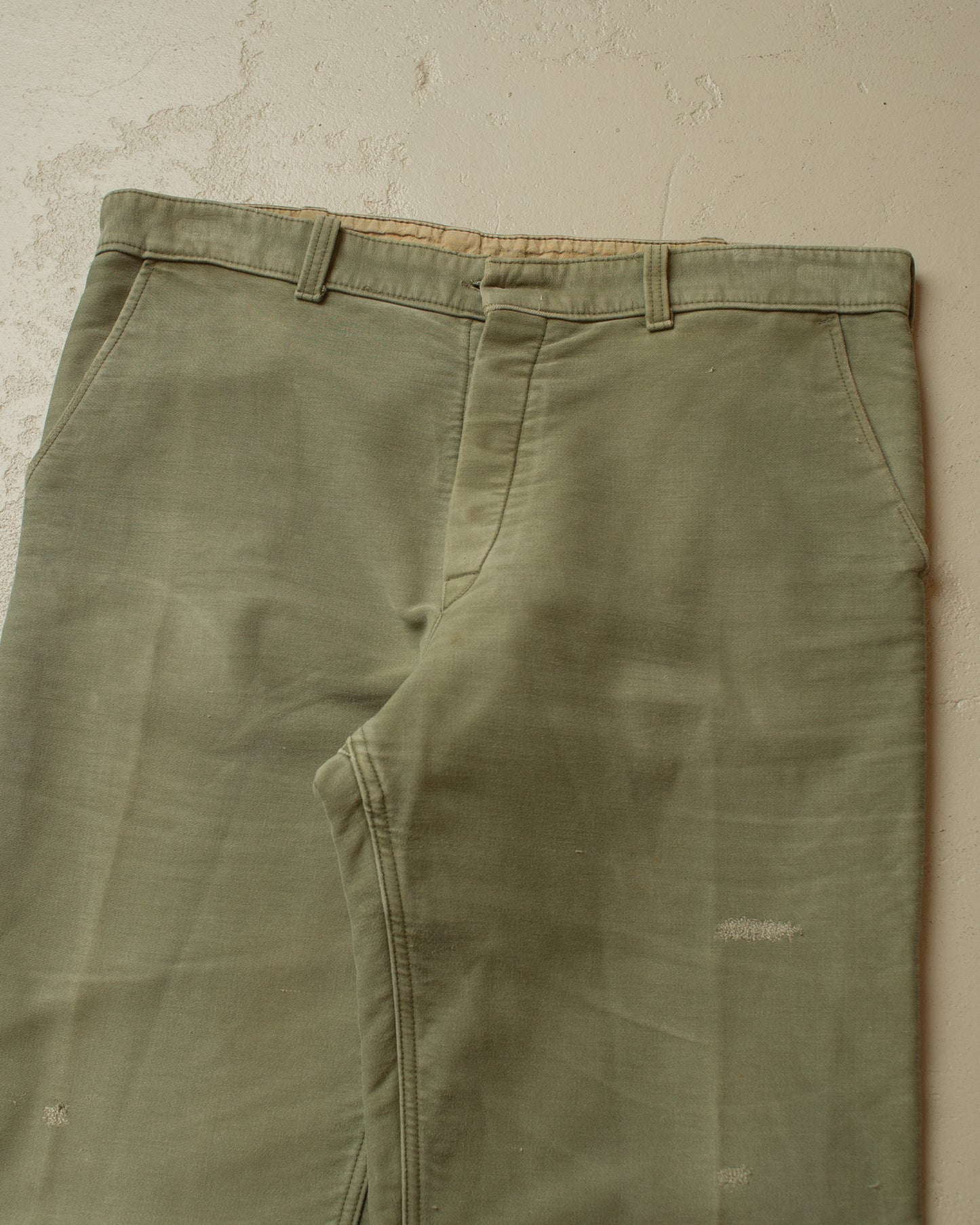 1960s/70s Faded Moleskin Workwear Pants khaki - W38/39 L34