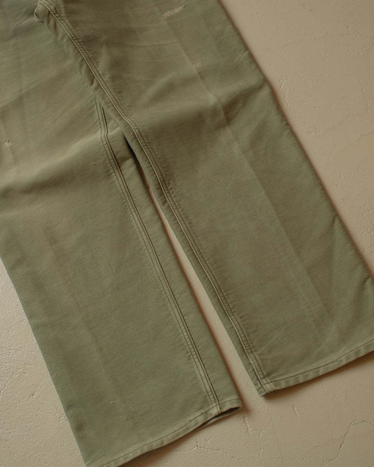 1960s/70s Faded Moleskin Workwear Pants khaki - W38/39 L34