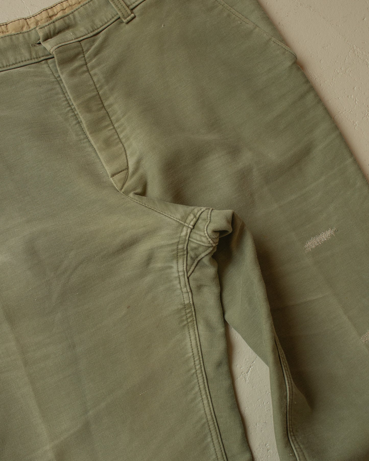1960s/70s Faded Moleskin Workwear Pants khaki - W38/39 L34