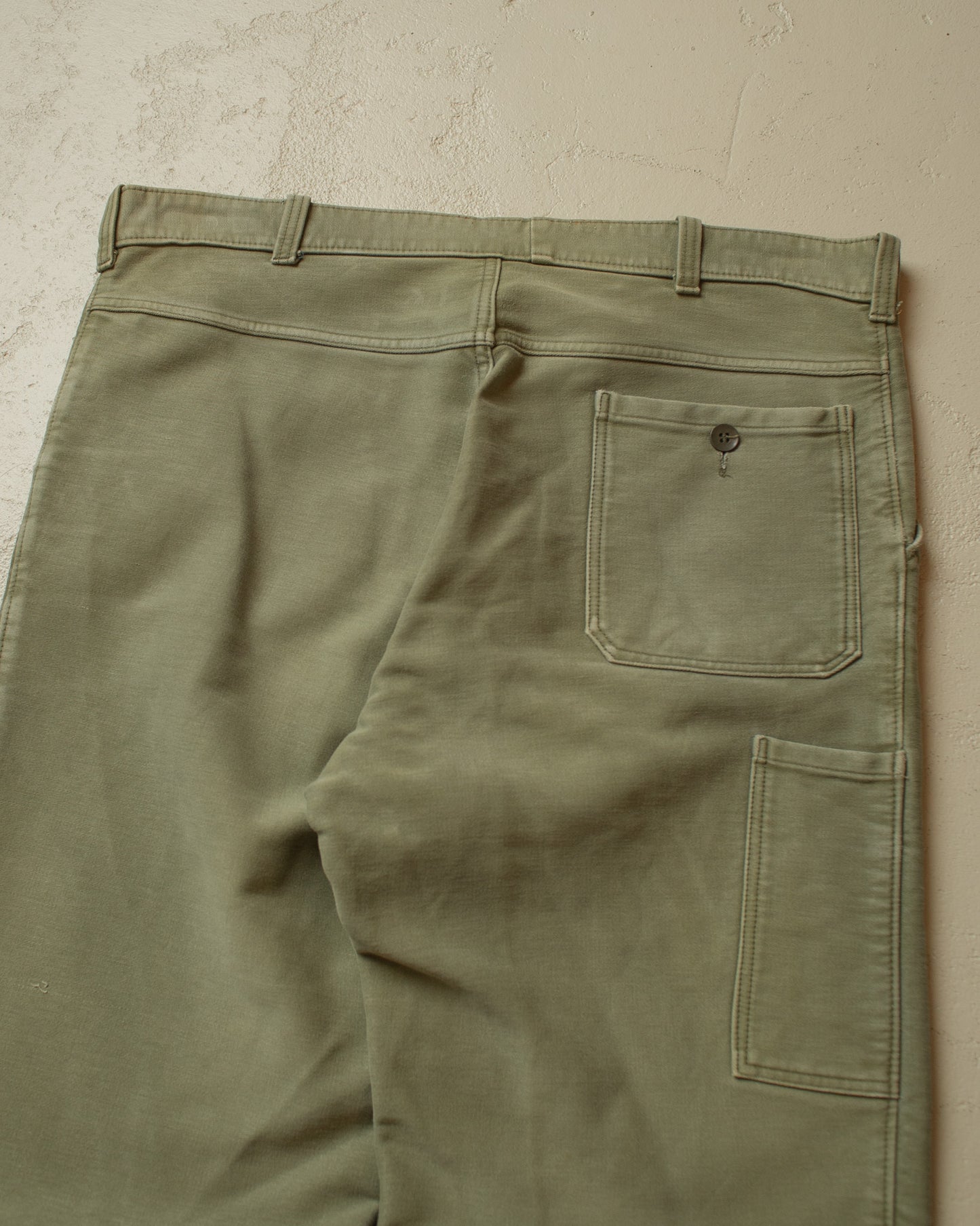 1960s/70s Faded Moleskin Workwear Pants khaki - W38/39 L34
