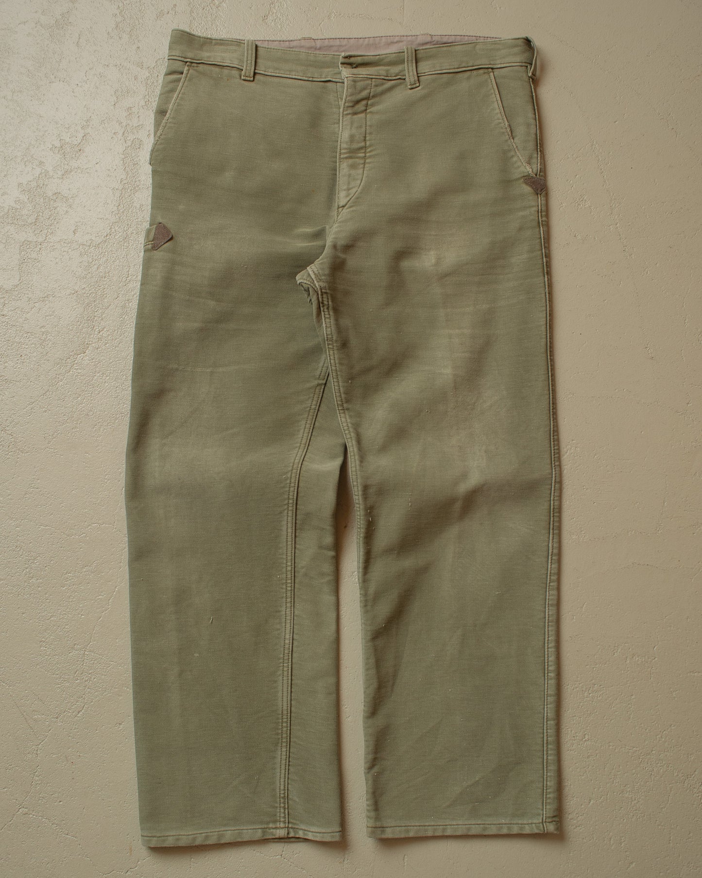 1950s/60s Faded Workwear Pants khaki - W39 L32