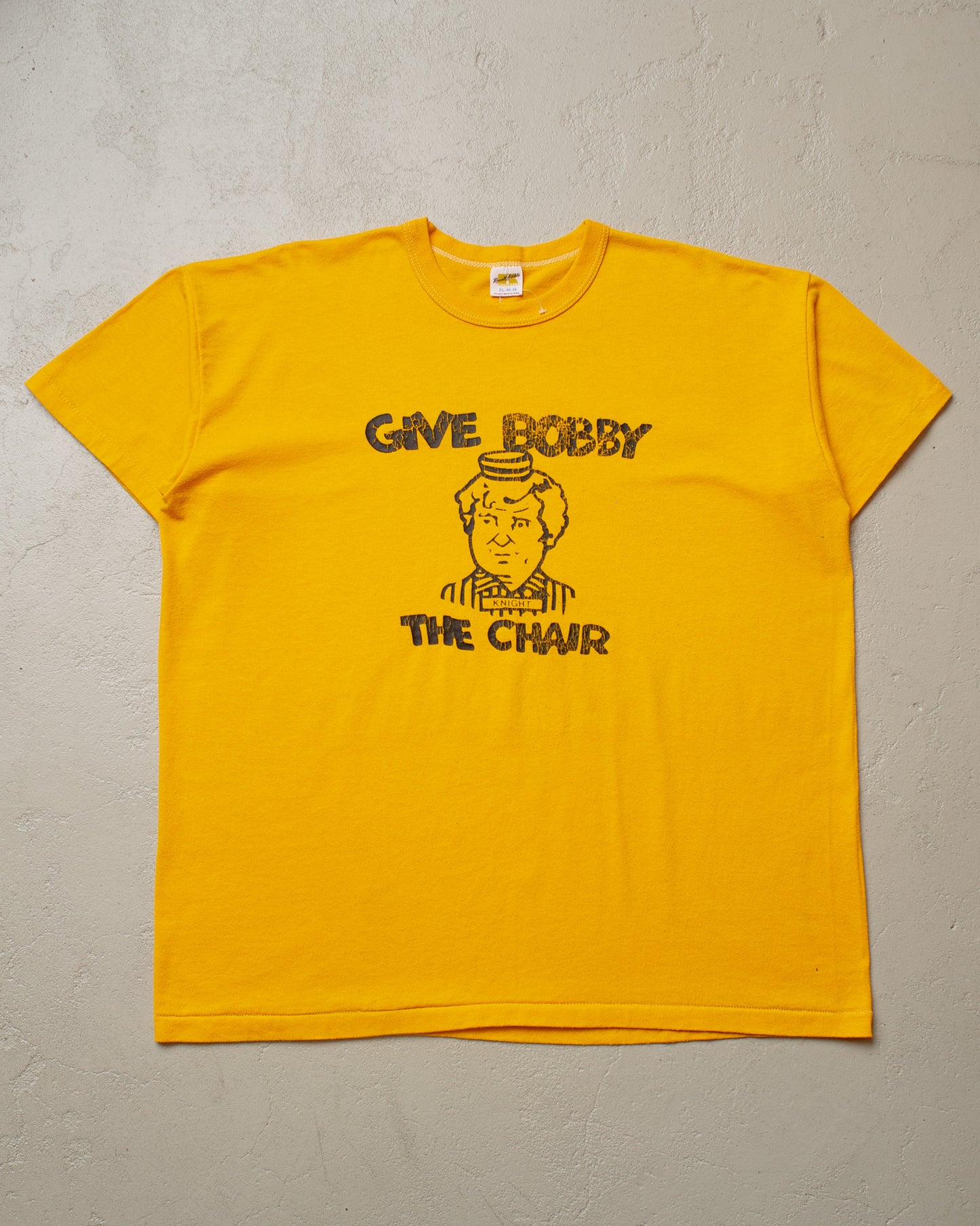 1970s "Give Bobby the Chair" T-shirt yellow - XL