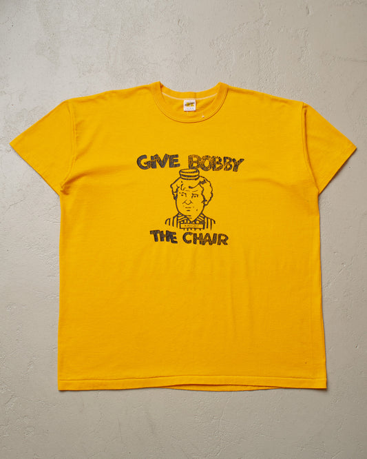1970s "Give Bobby the Chair" T-shirt yellow - XL