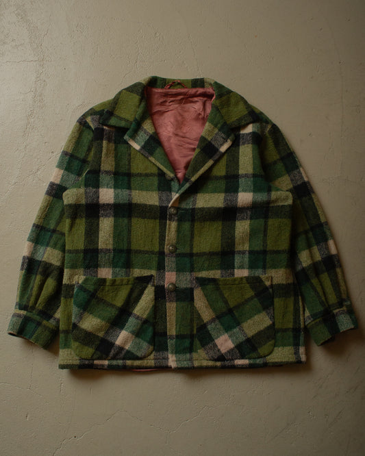 1960s/70s checkered Wool Jacket green - M