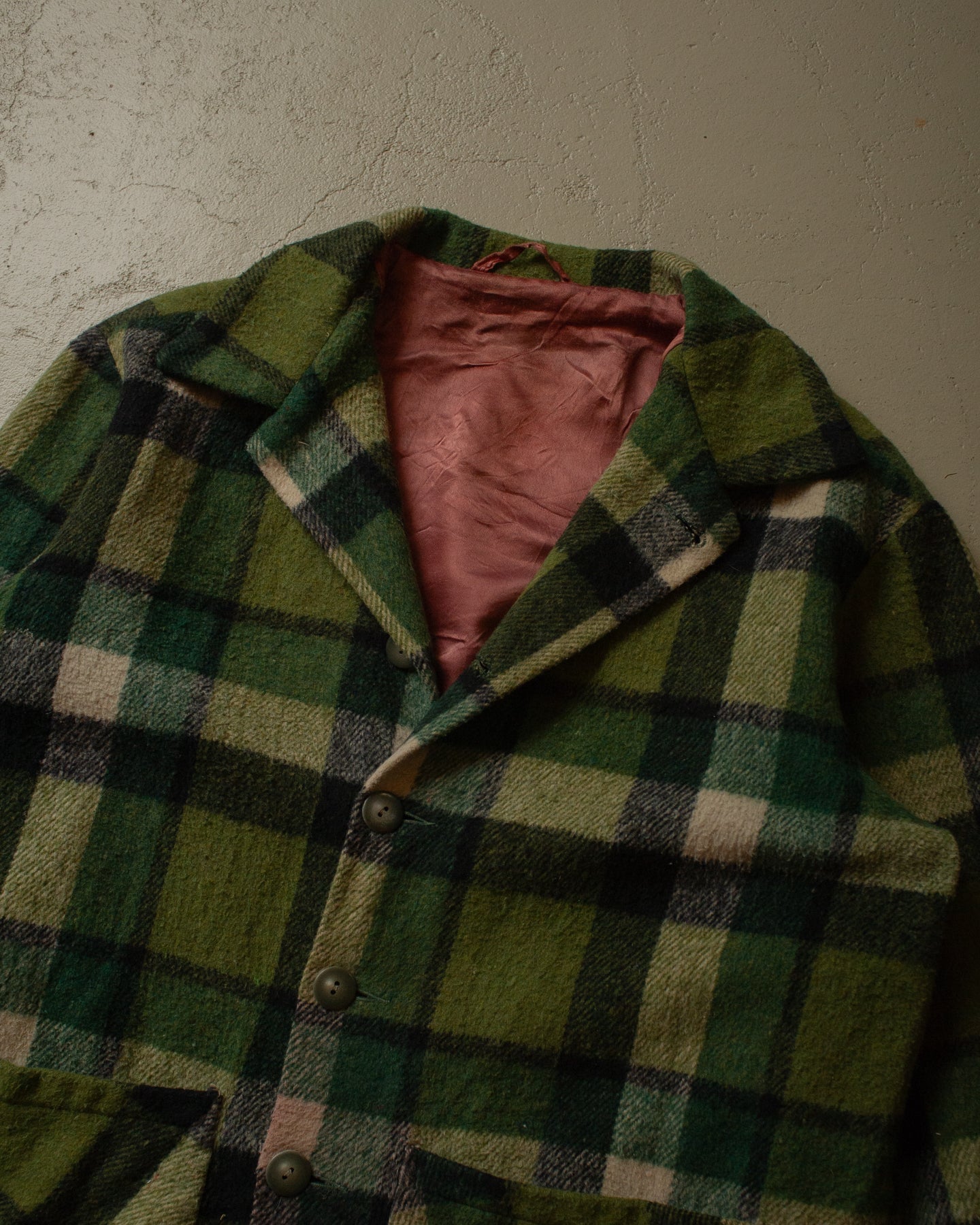 1960s/70s checkered Wool Jacket green - M