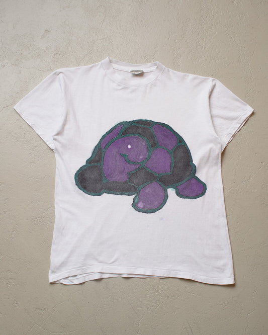 1980s/90s Handpainted Turtle T-shirt white - M