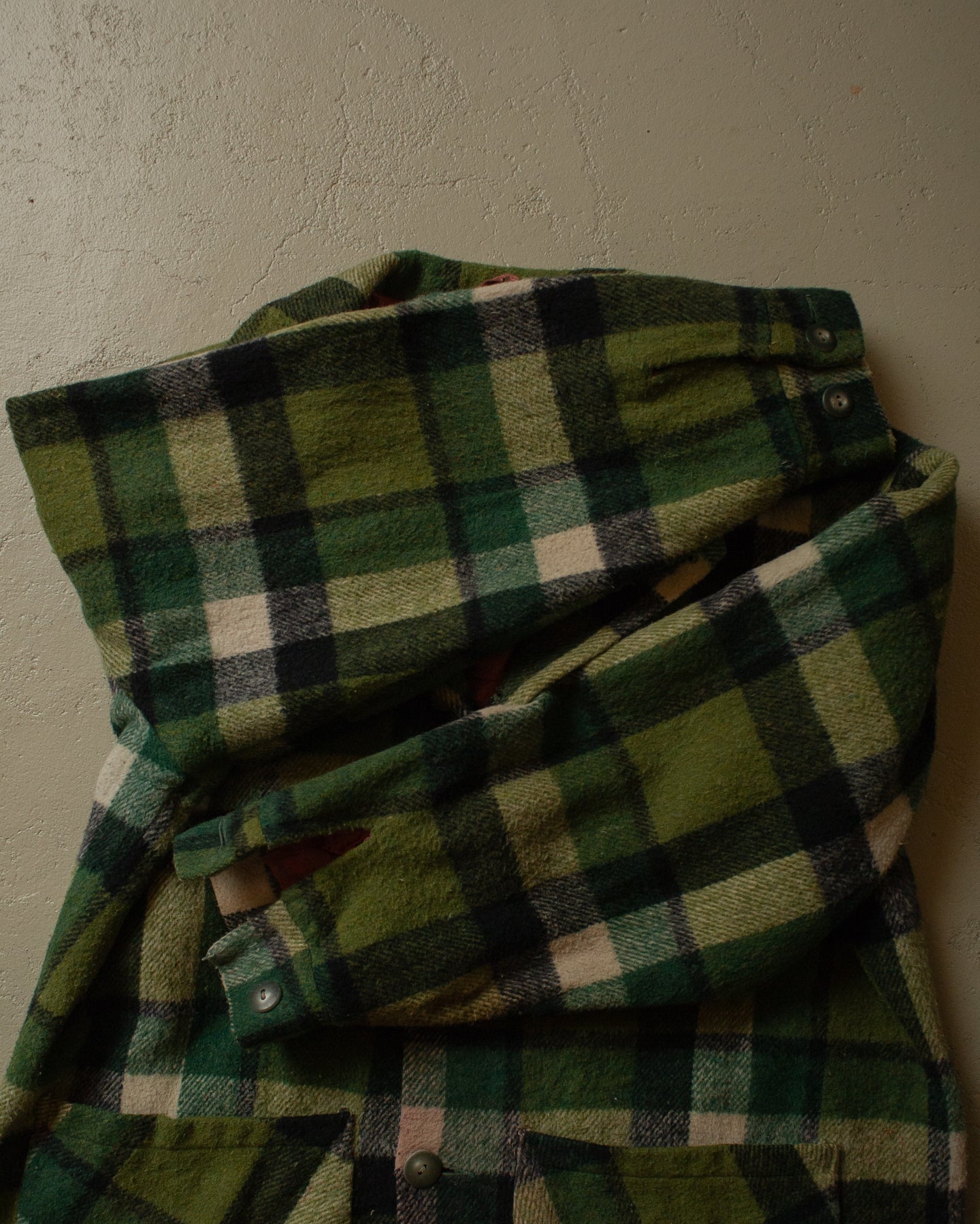 1960s/70s checkered Wool Jacket green - M