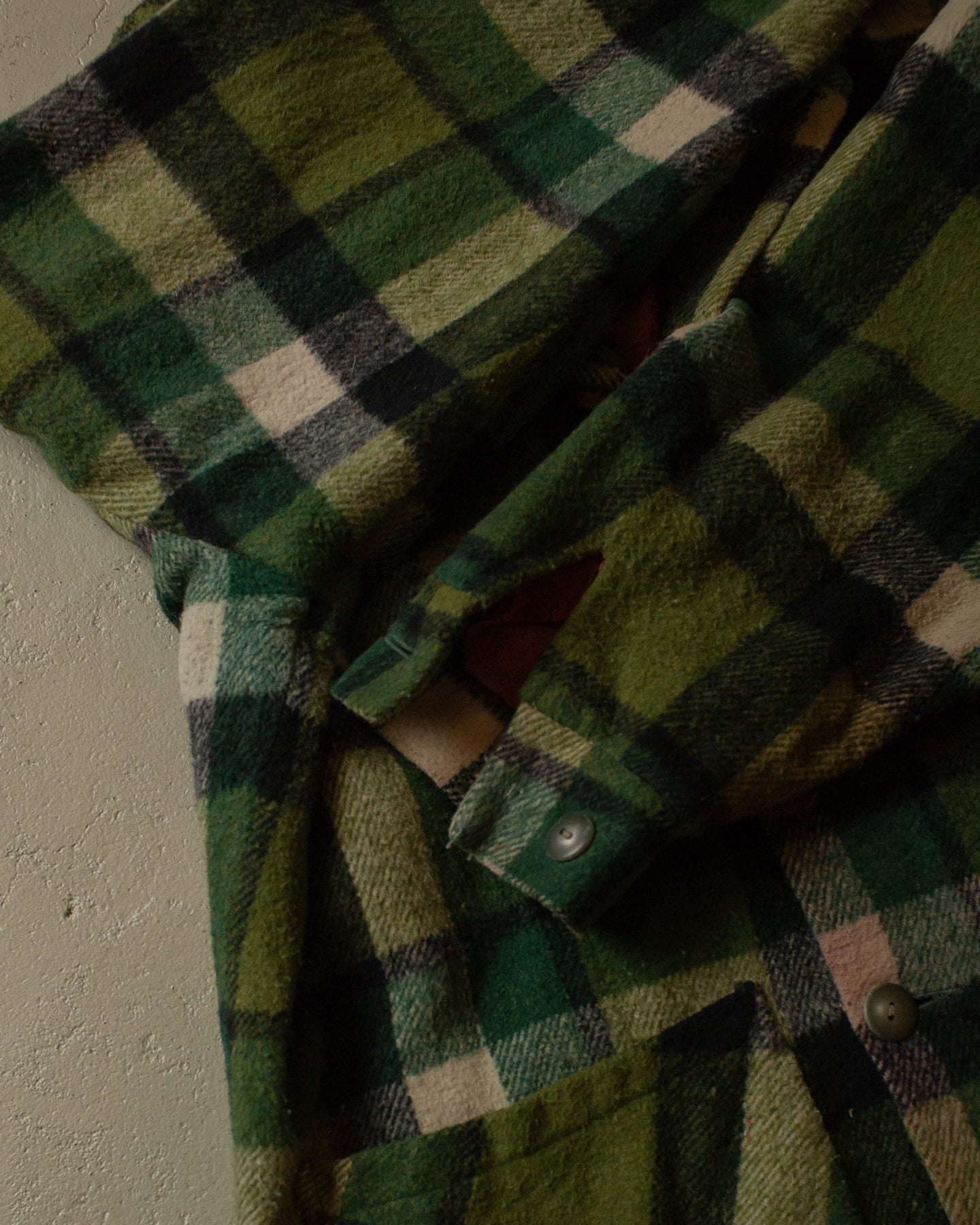 1960s/70s checkered Wool Jacket green - M