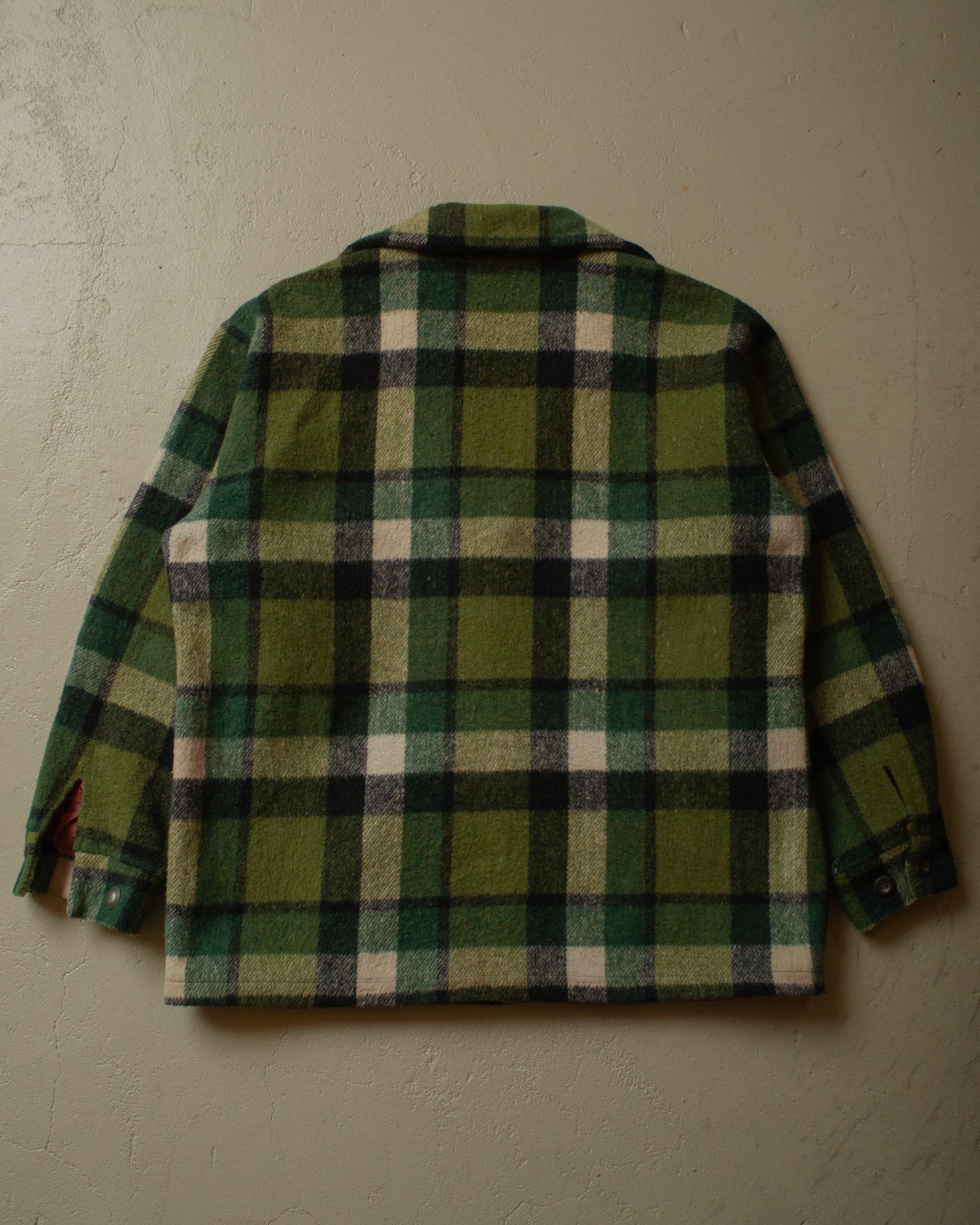 1960s/70s checkered Wool Jacket green - M