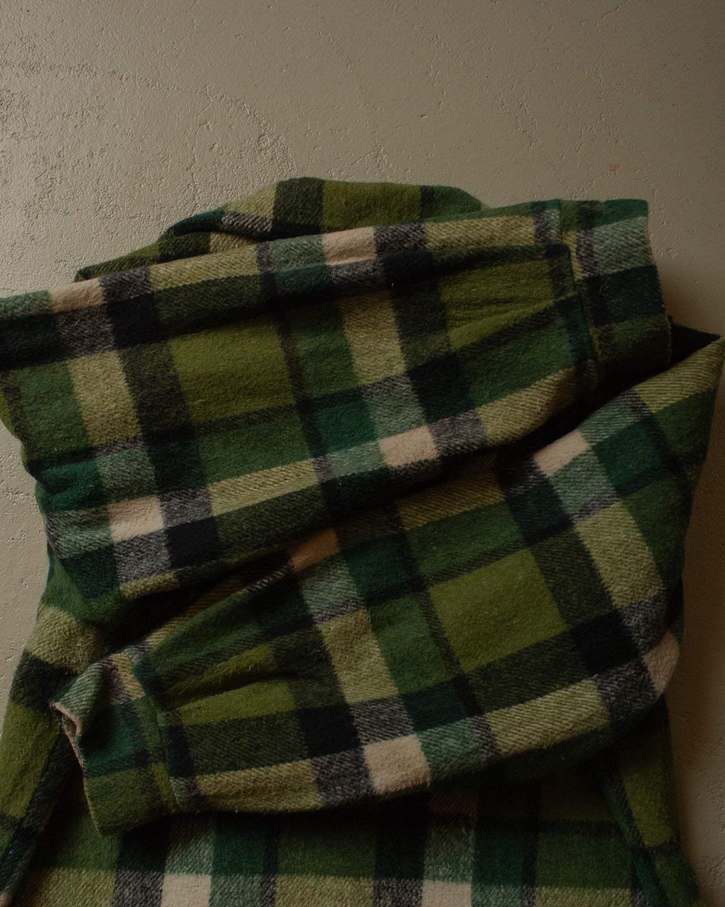 1960s/70s checkered Wool Jacket green - M