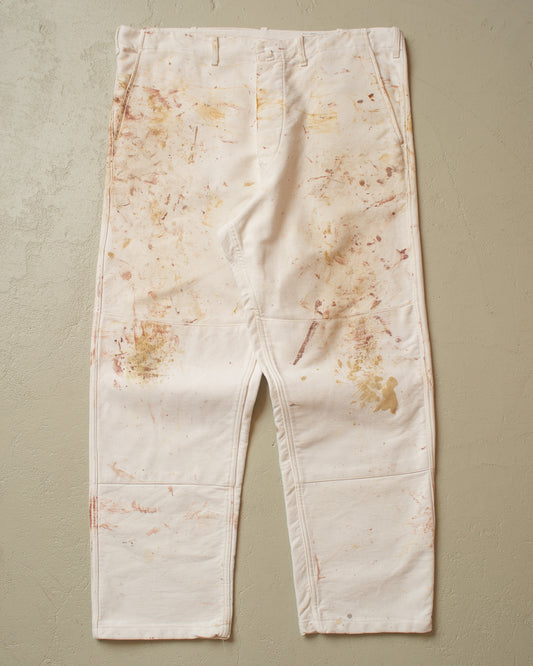1970s Painter Moleskin Workwear Pants white - W41 L34