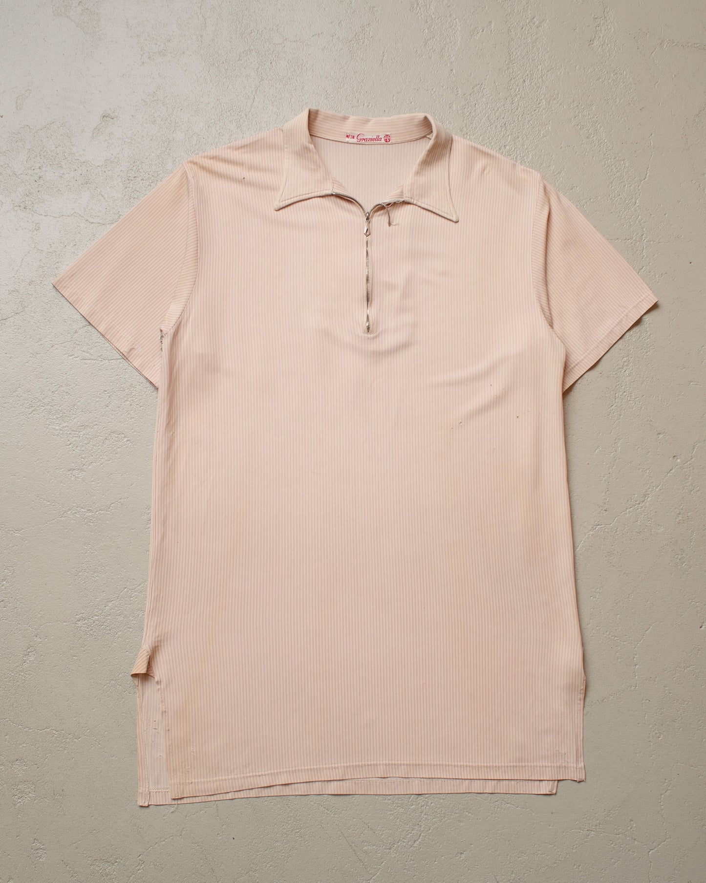 1940s German Graziella striped Spearoint Sport Shirt beige - S