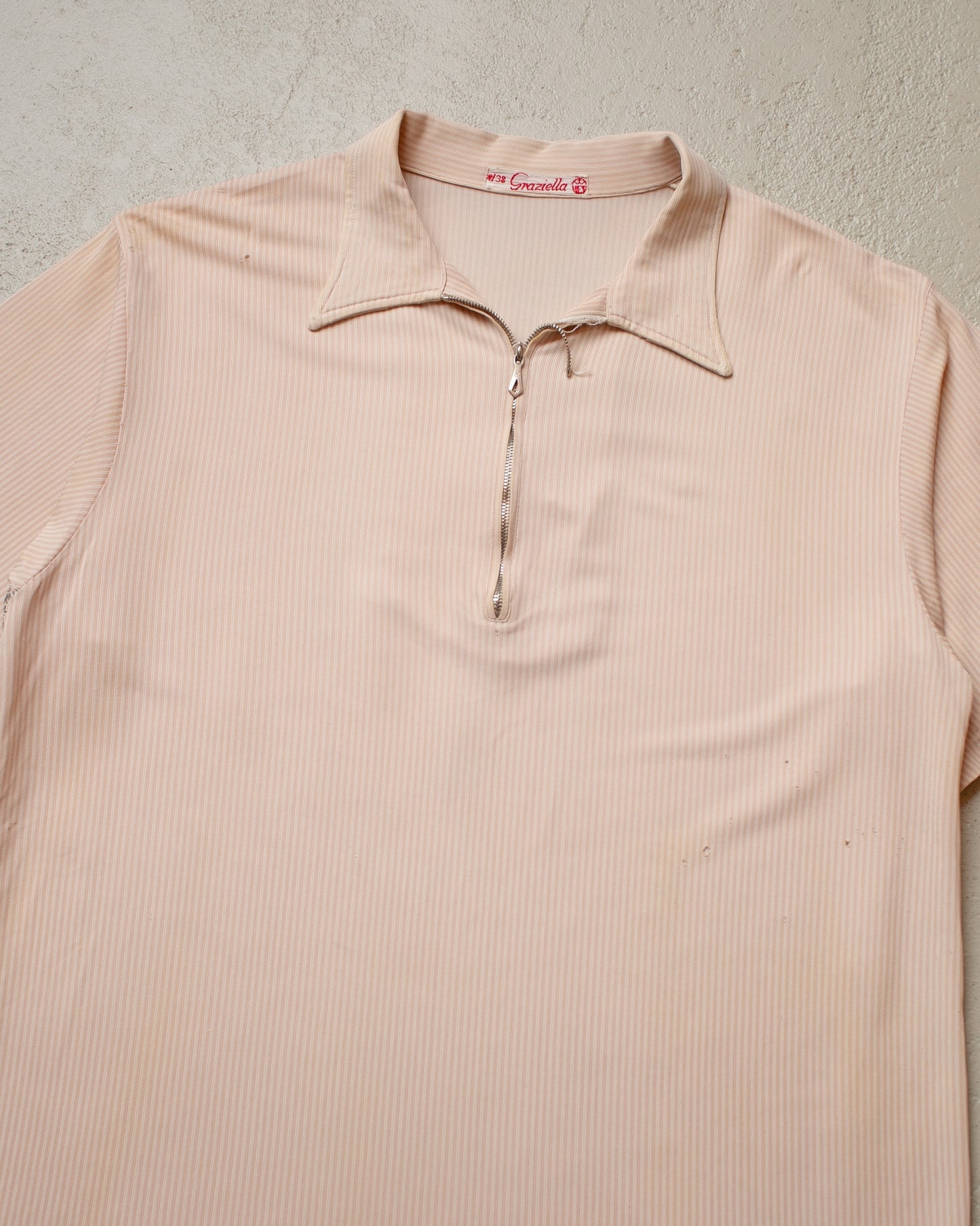 1940s German Graziella striped Spearoint Sport Shirt beige - S