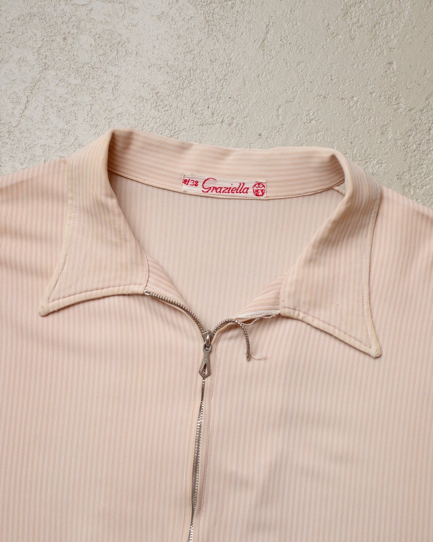 1940s German Graziella striped Spearoint Sport Shirt beige - S