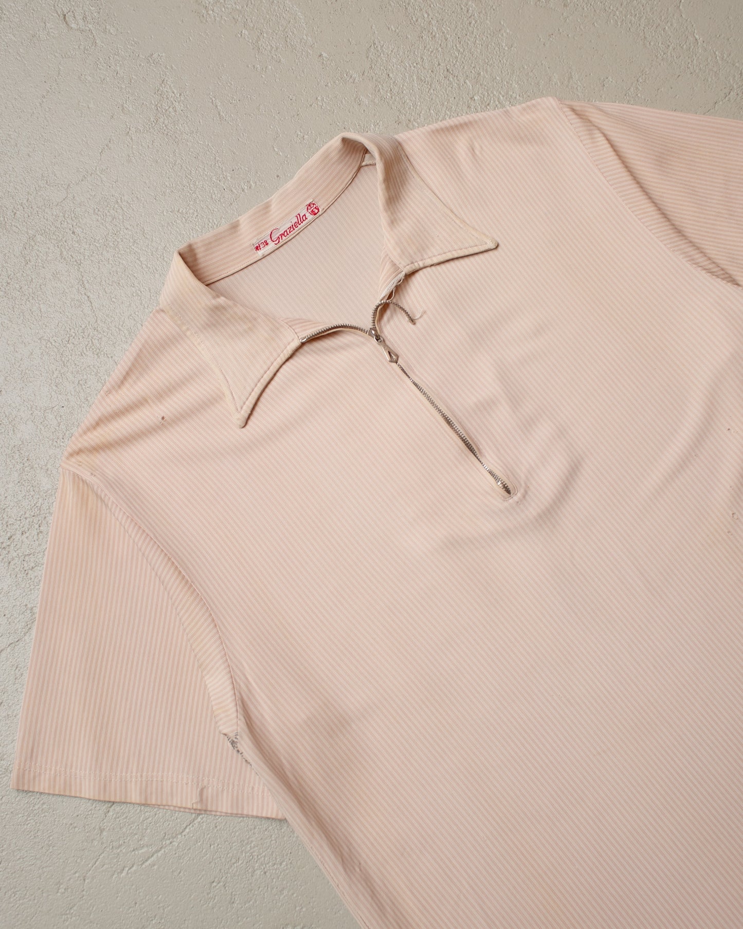 1940s German Graziella striped Spearoint Sport Shirt beige - S