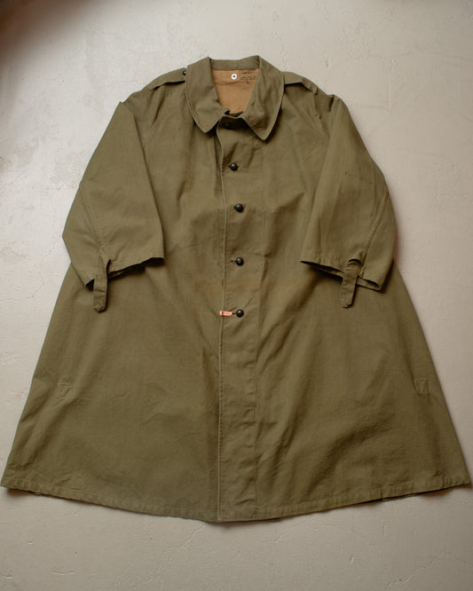1950s French Army Motorcycle Canvas Coat green - L