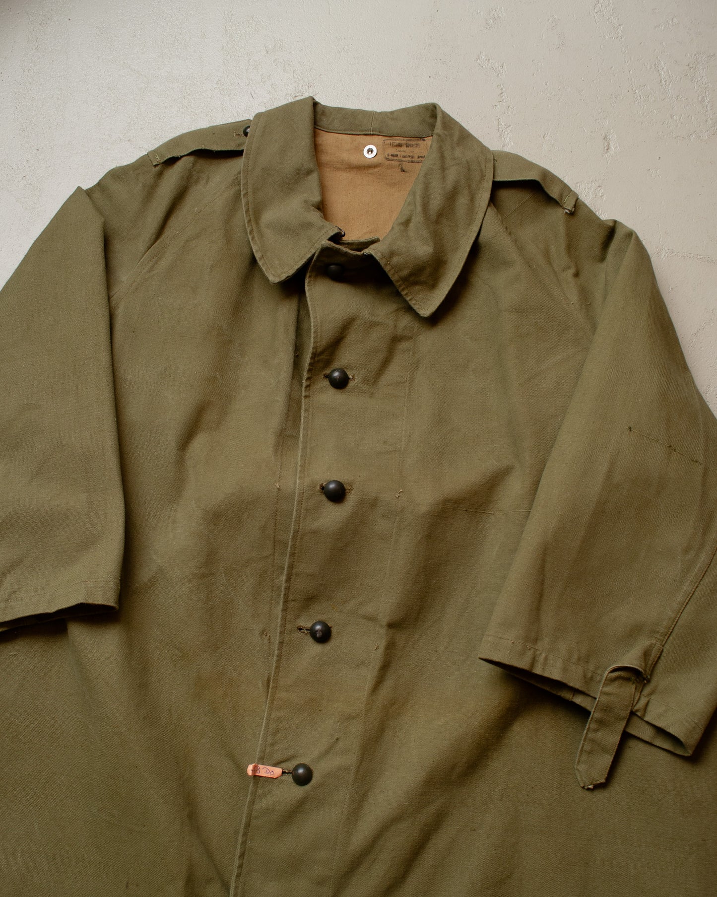 1950s French Army Motorcycle Canvas Coat green - L