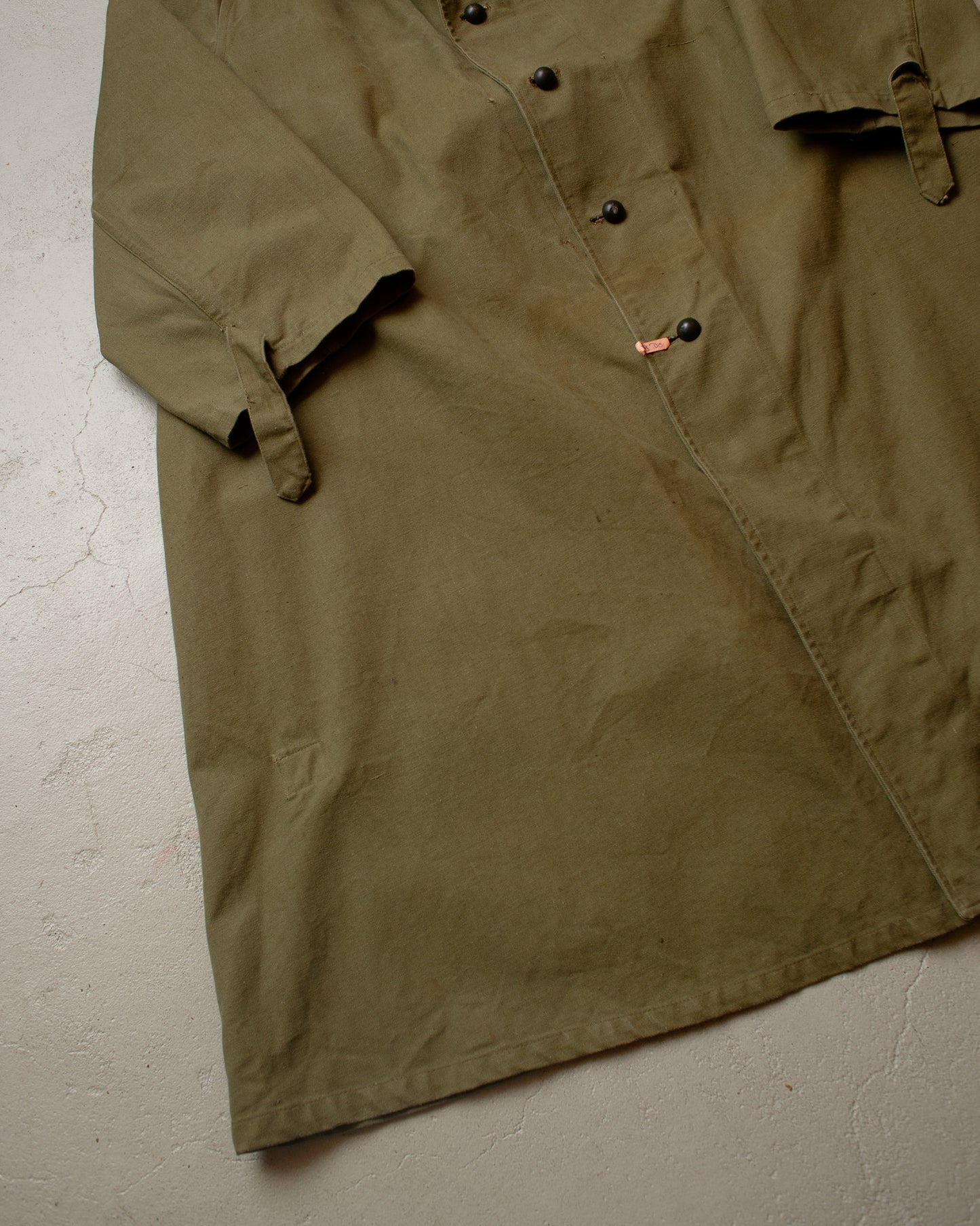 1950s French Army Motorcycle Canvas Coat green - L