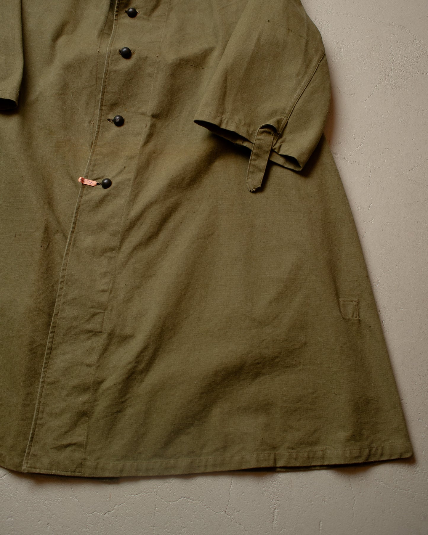 1950s French Army Motorcycle Canvas Coat green - L