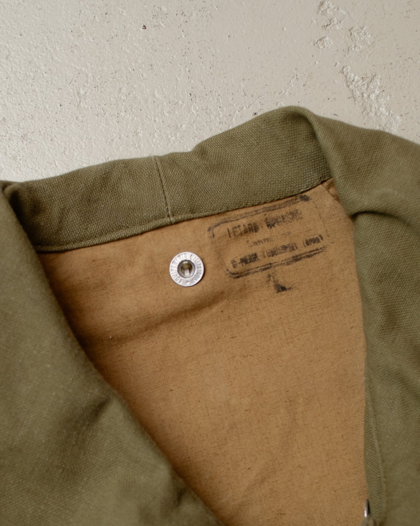 1950s French Army Motorcycle Canvas Coat green - L