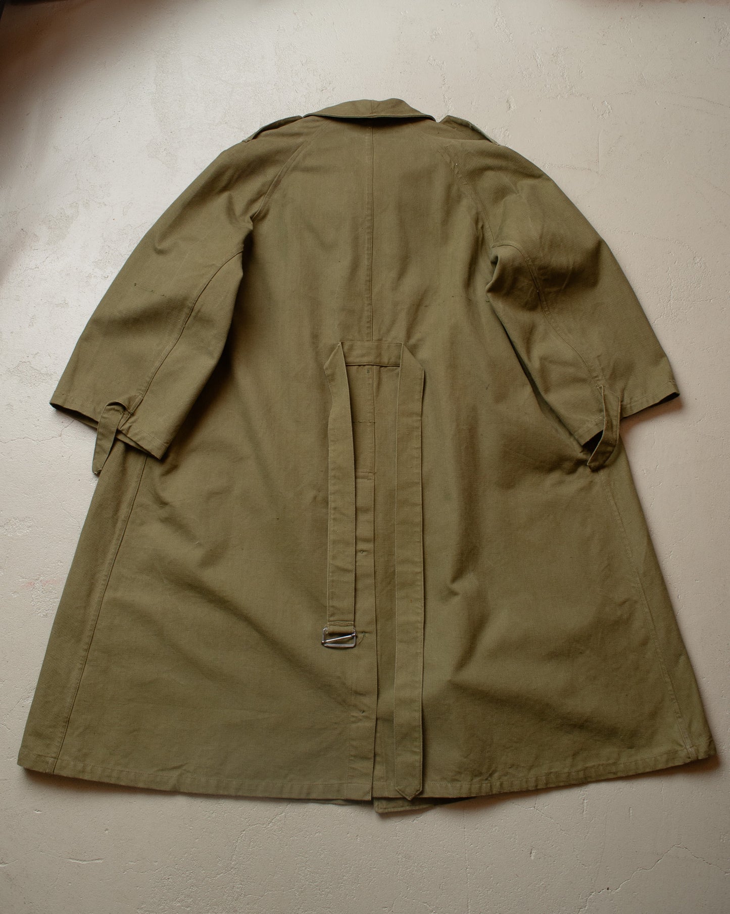 1950s French Army Motorcycle Canvas Coat green - L