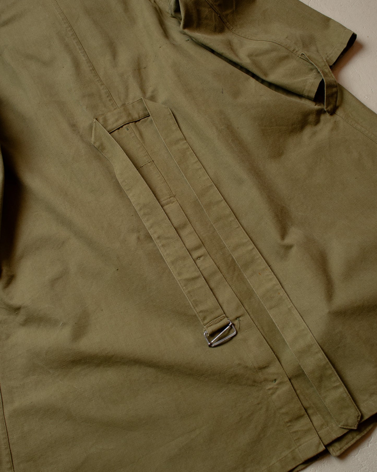 1950s French Army Motorcycle Canvas Coat green - L