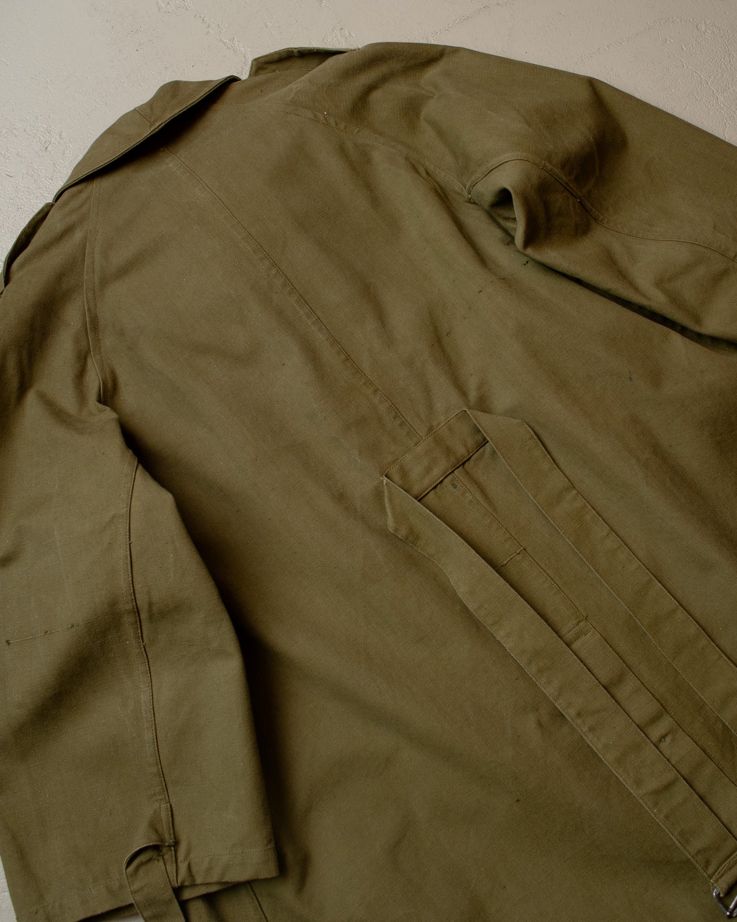 1950s French Army Motorcycle Canvas Coat green - L