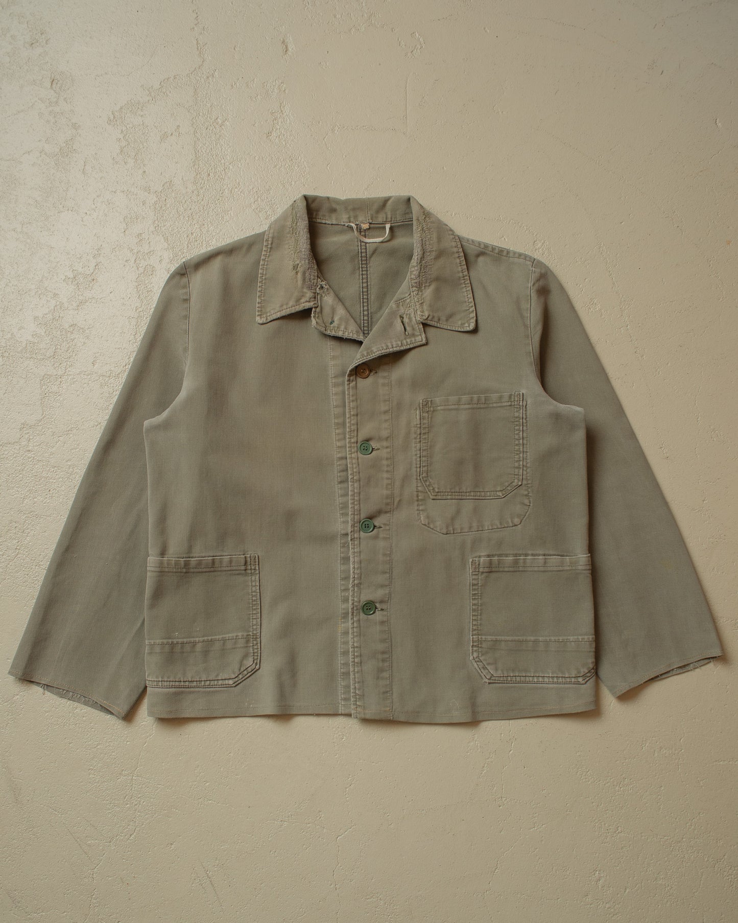 1950s/60s Faded Workwear Jacket khaki - M/L