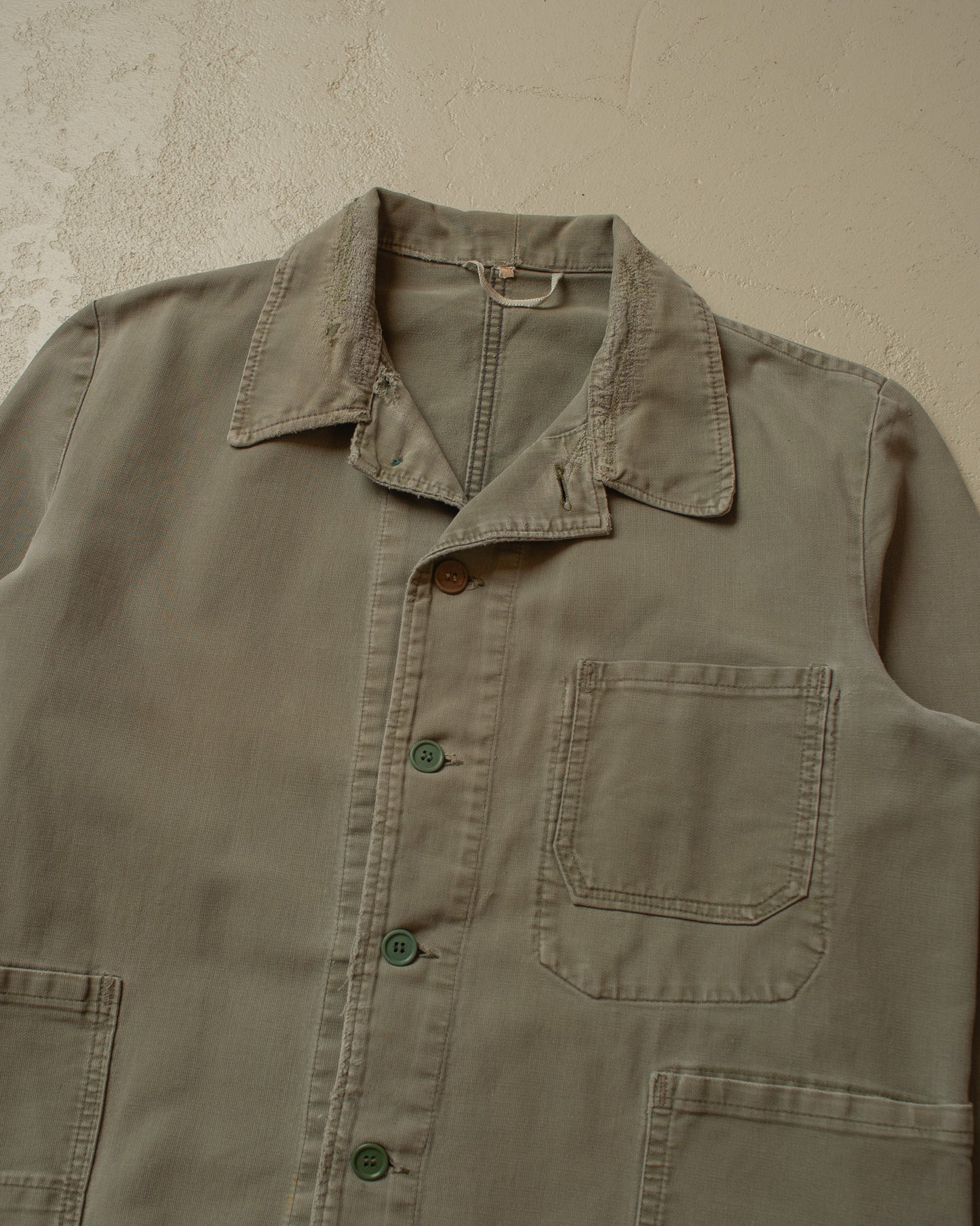 1950s/60s Faded Workwear Jacket khaki - M/L
