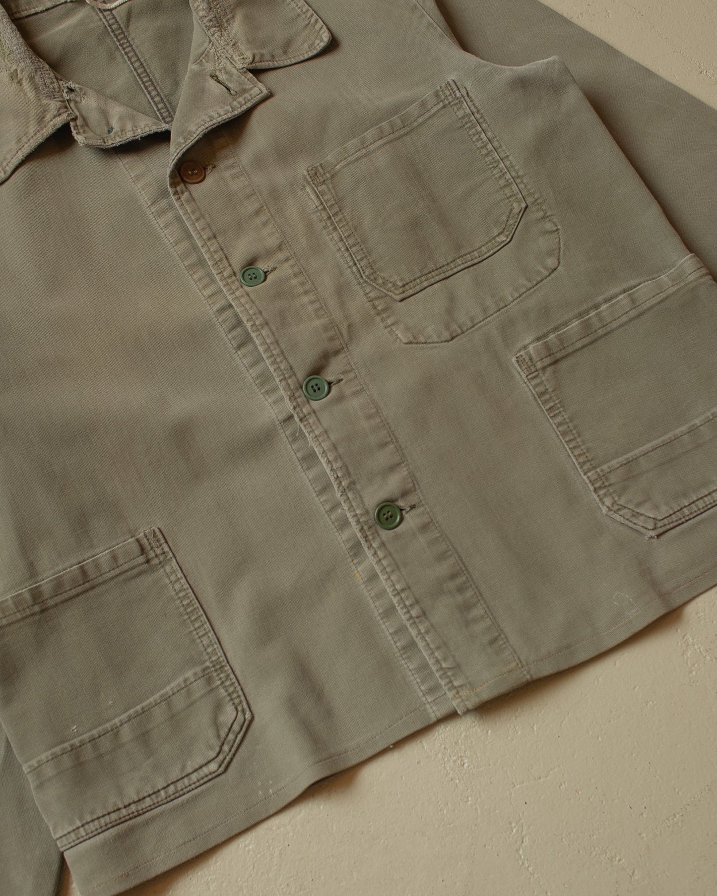 1950s/60s Faded Workwear Jacket khaki - M/L