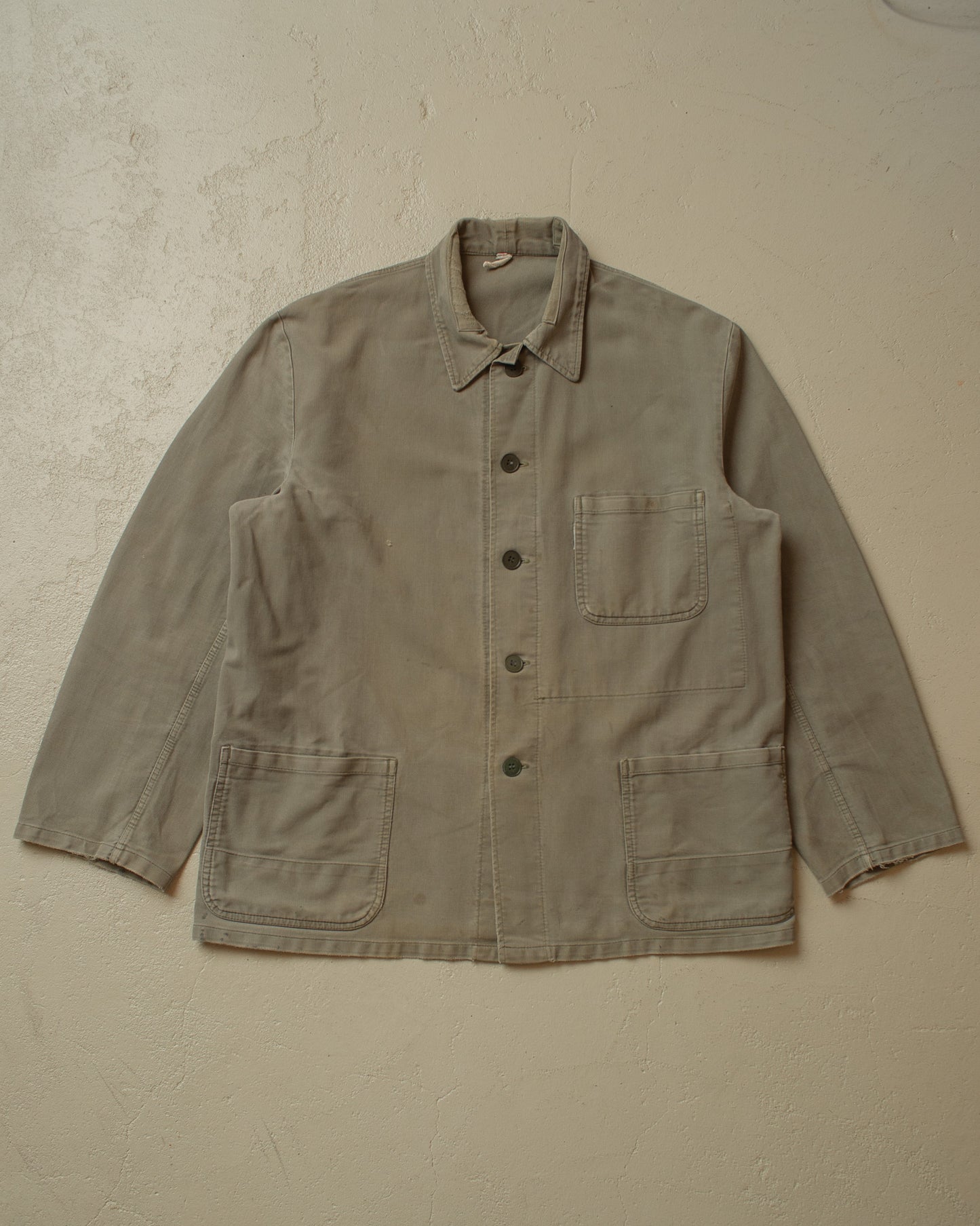 1950s/60s Faded Workwear Jacket khaki - XL