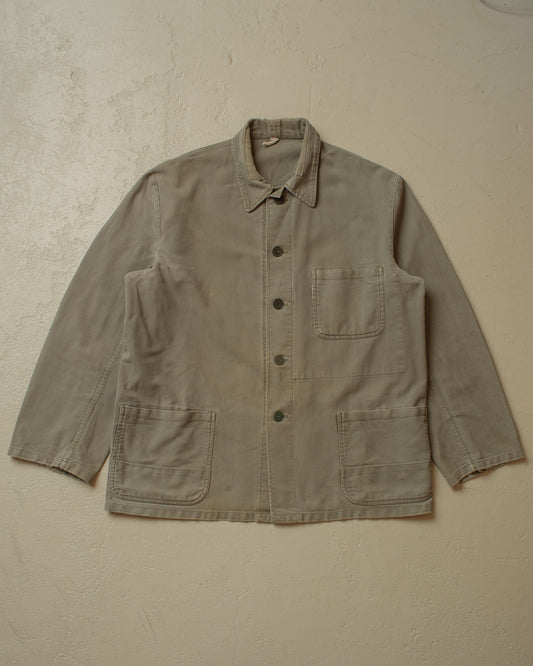 1950s/60s Faded Workwear Jacket khaki - XL